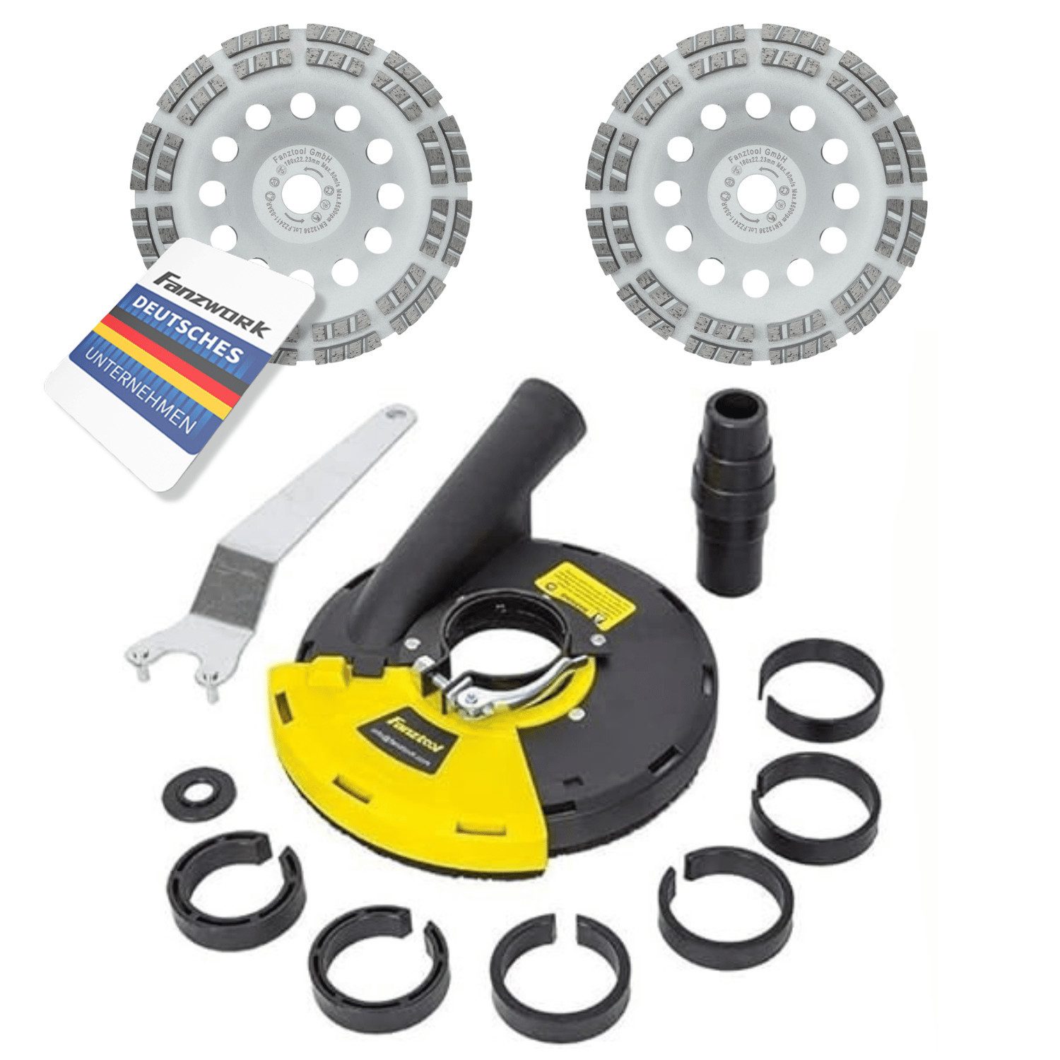Fanzwork Winkelschleifer Absaughaube für Winkelschleifer + 2*180 mm Diamant günstig online kaufen