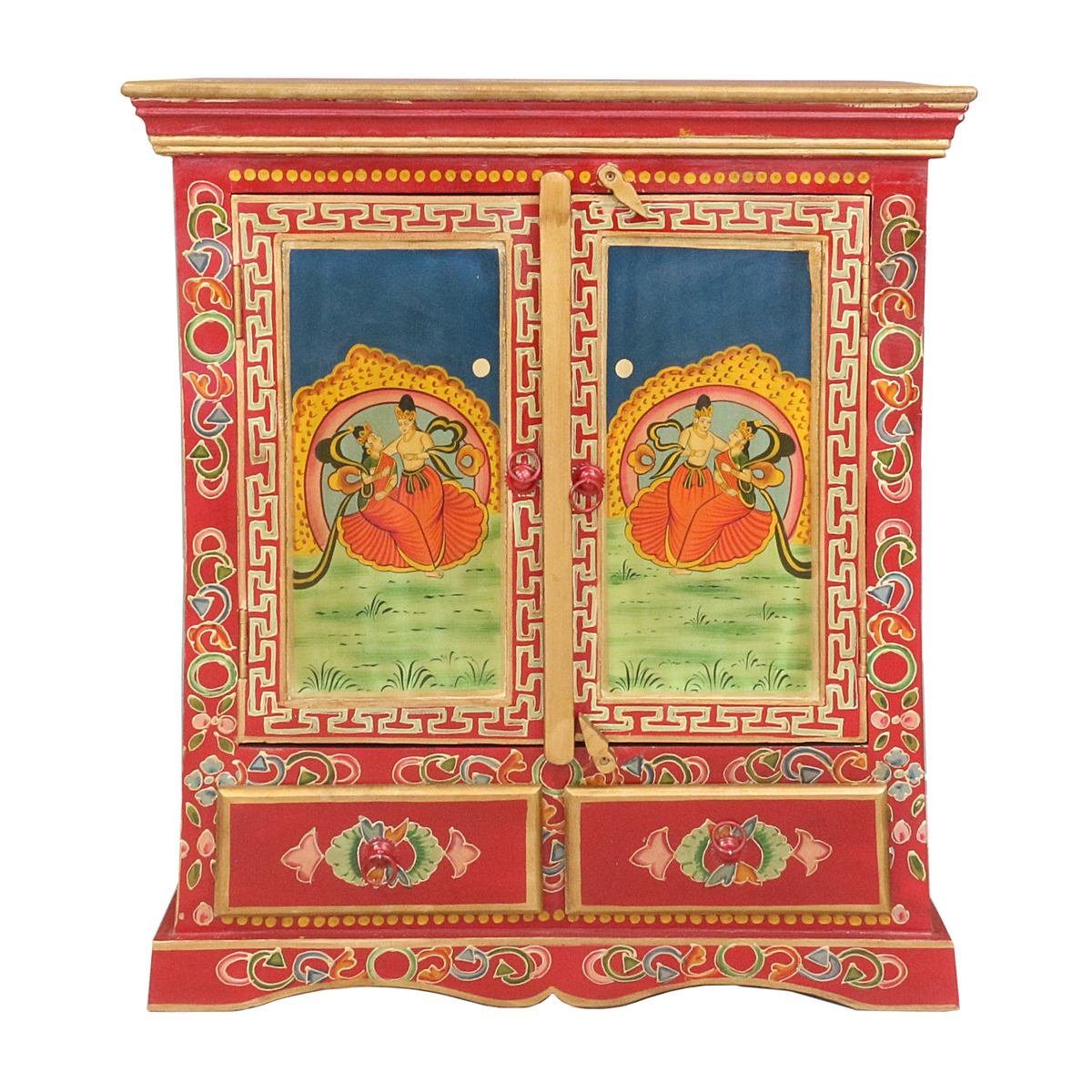 Oriental Galerie Mehrzweckschrank Tibet Wandschrank Sarma Rot 90 cm