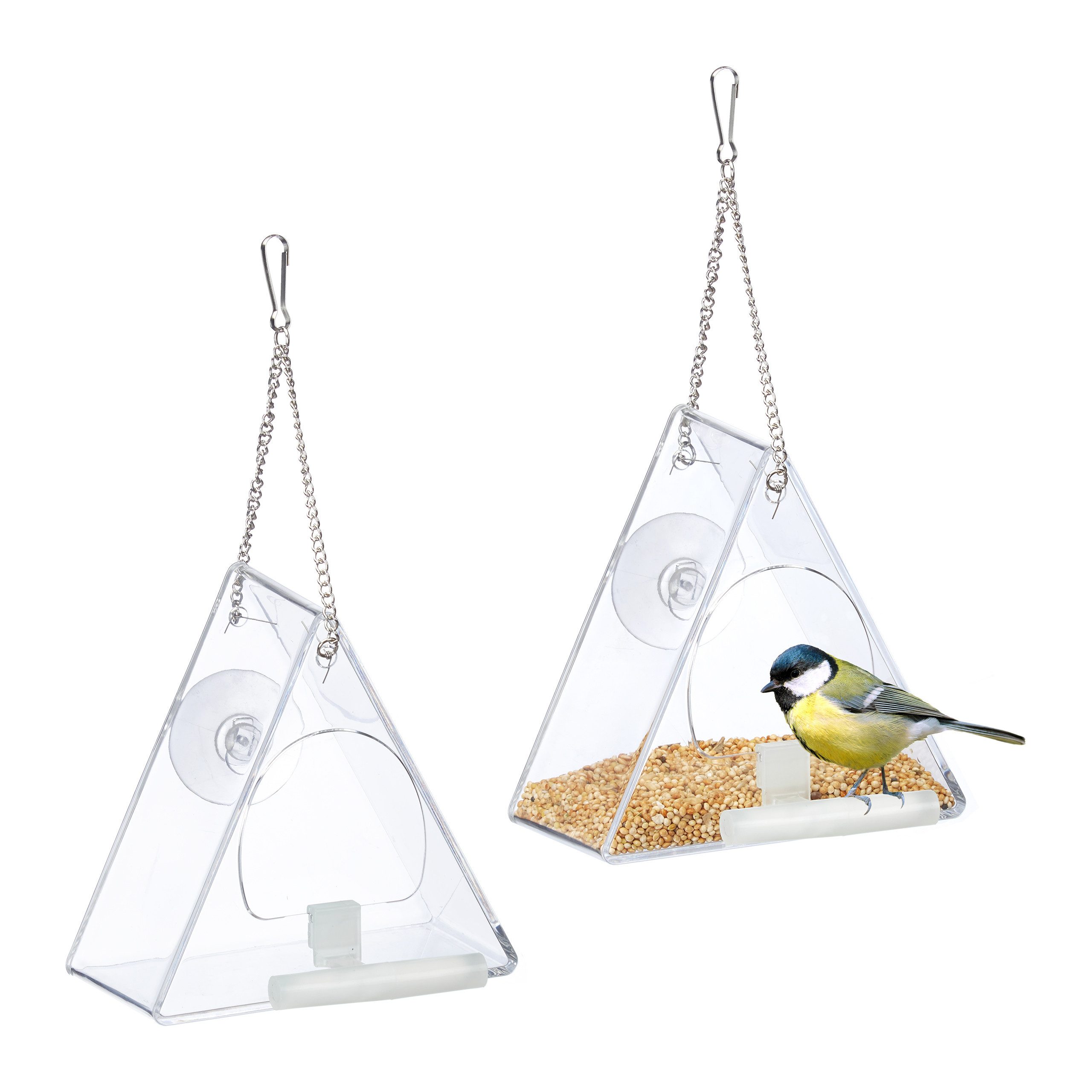 Vogelhaus 2 x Vogelfutterhaus Fenster dreieckig
