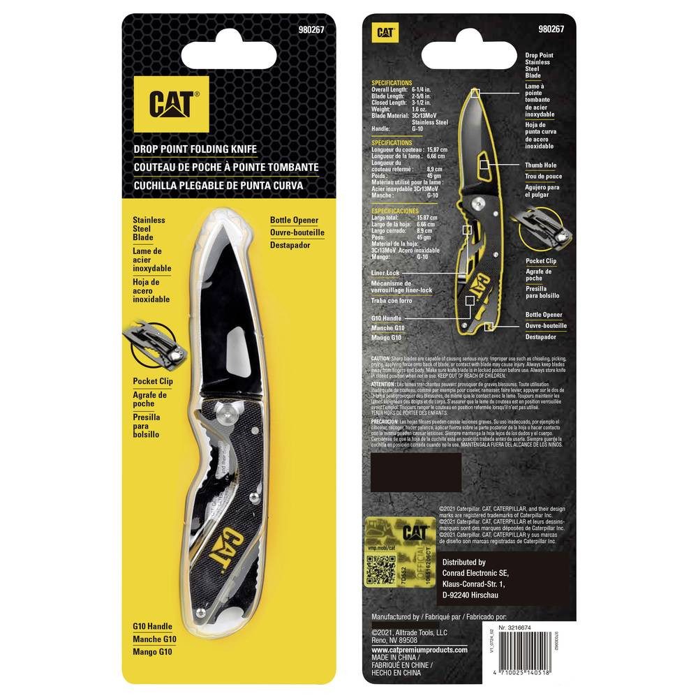 CAT Allzweckmesser Klappmesser mit 6.7 cm Klinge und Gürtelclip 980267
