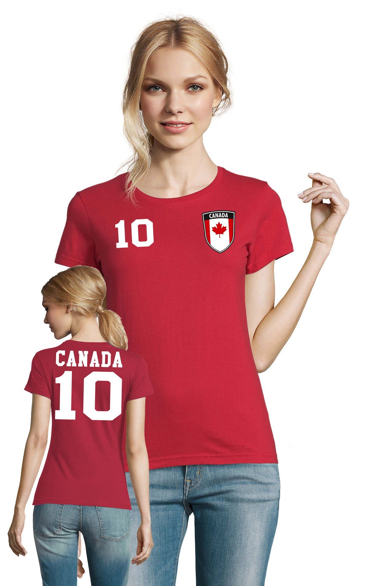 Blondie & Brownie T-Shirt Damen Kanada Amerika Sport Trikot Fußball Football Meister WM Copa