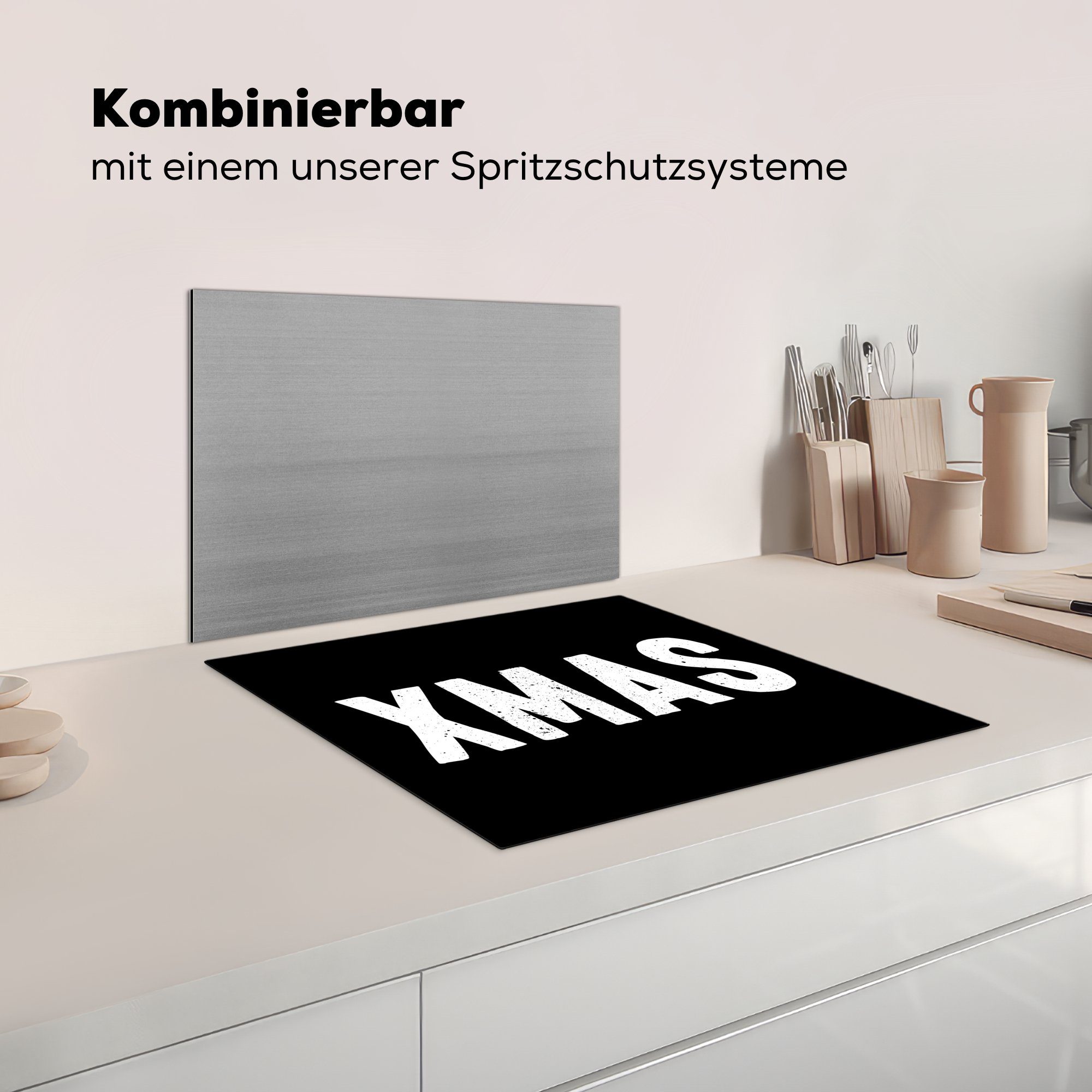 - Arbeitsfläche Ceranfeldabdeckung Mobile nutzbar, Vinyl, Herdblende-/Abdeckplatte Zitate cm, 60x52 MuchoWow Weihnachten Xmas Feiertage, Schwarz (1 - tlg), - -