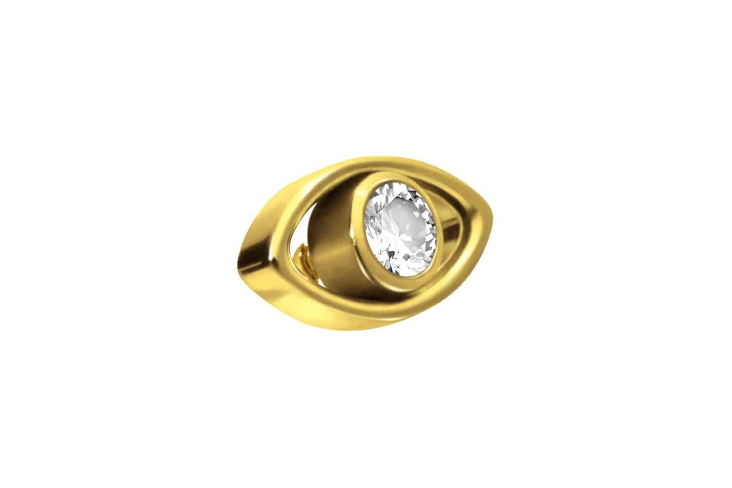 Piercing-Set Titan Schraubaufsatz mit Außengewinde AUGE + KRISTALL