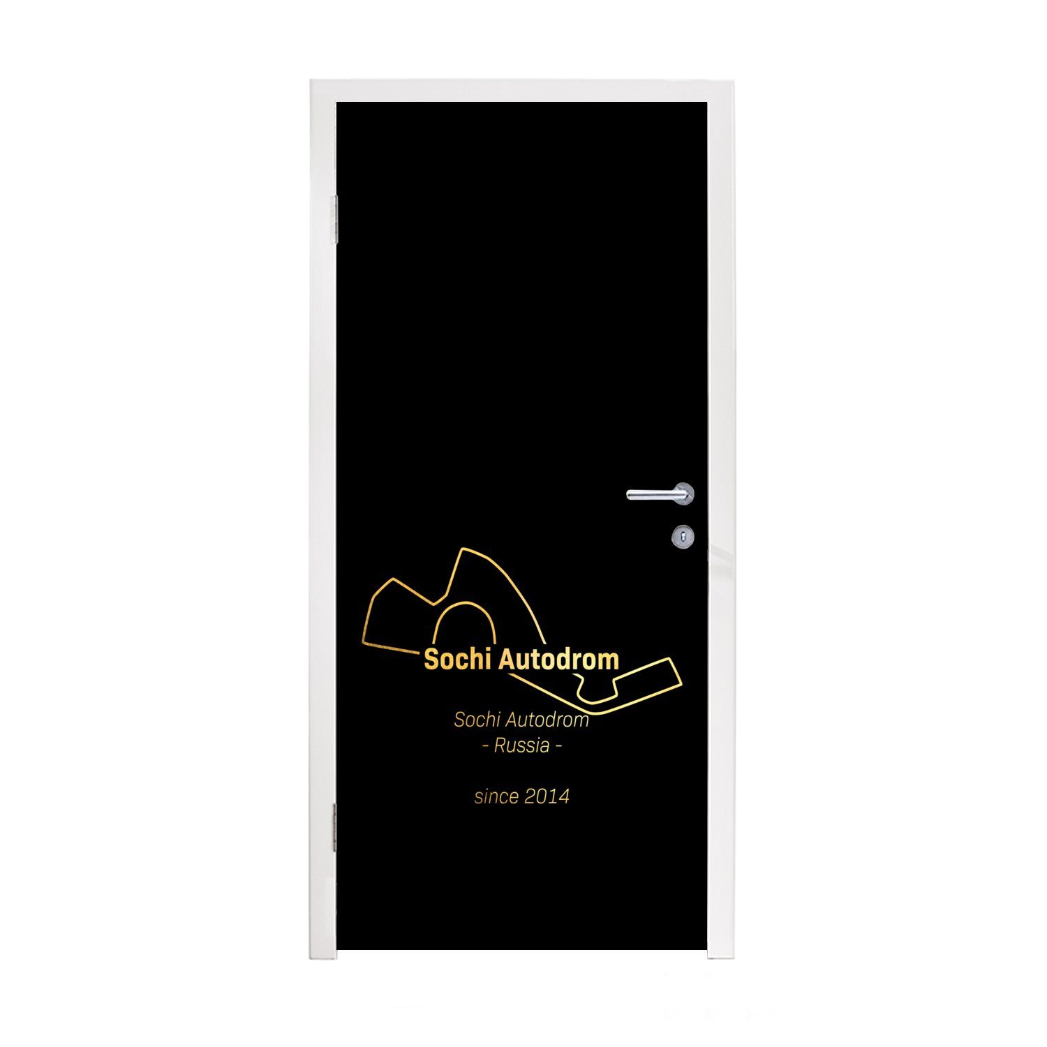 MuchoWow Türtapete Sotschi - Rennstrecke - F1, Matt, bedruckt, (1 St), Fototapete für Tür, Türaufkleber, 75x205 cm