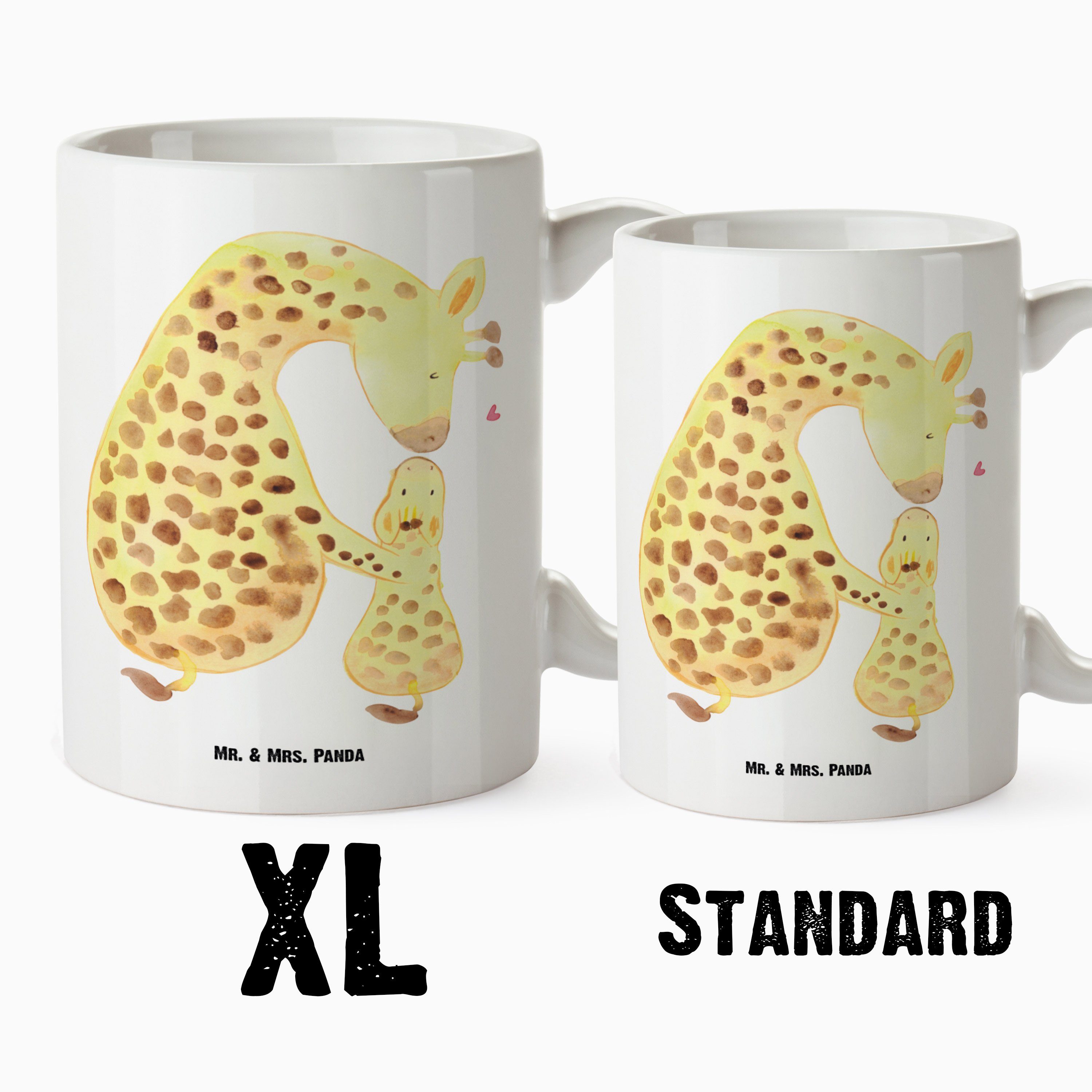 Mr. & Mrs. Panda Tasse Keramik mit Tasse Mutter, Sohn, XL - Afrika, - Becher, Kind Geschenk, XL Weiß Giraffe