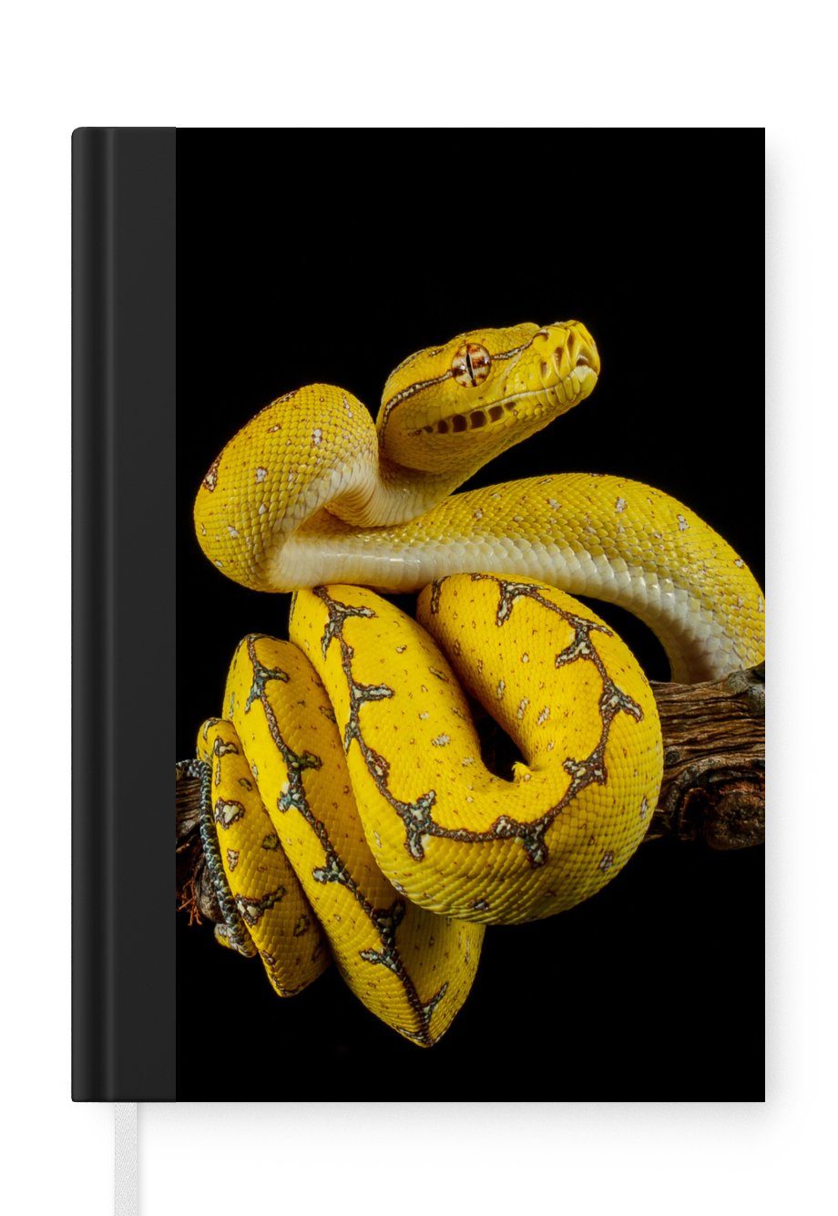 MuchoWow Notizbuch Schlange - Zweig - Gelb, Notebook, Notizblock a5, Tagebuch, Journal Liniert