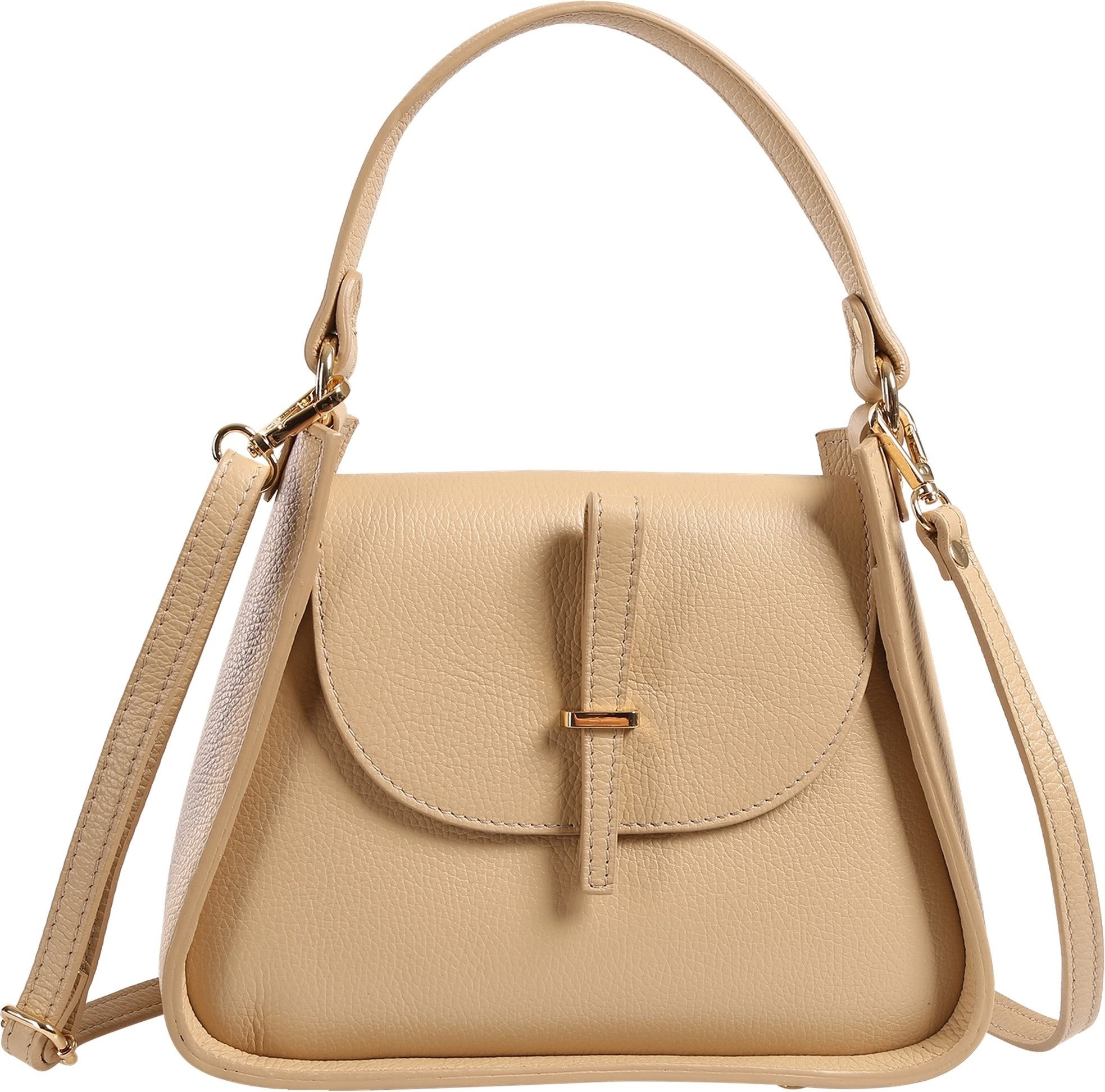 Toscanto Schultertasche Toscanto Damen Schultertasche Leder (Schultertasche), Damen Leder Schultertasche, beige, camel ca. 26cm