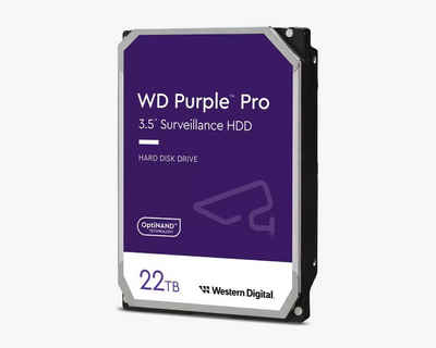 Western Digital WD Purple Pro interne HDD-Festplatte (22TB) 3,5" 265 MB/S Lesegeschwindigkeit, 512 MB/S Schreibgeschwindigkeit