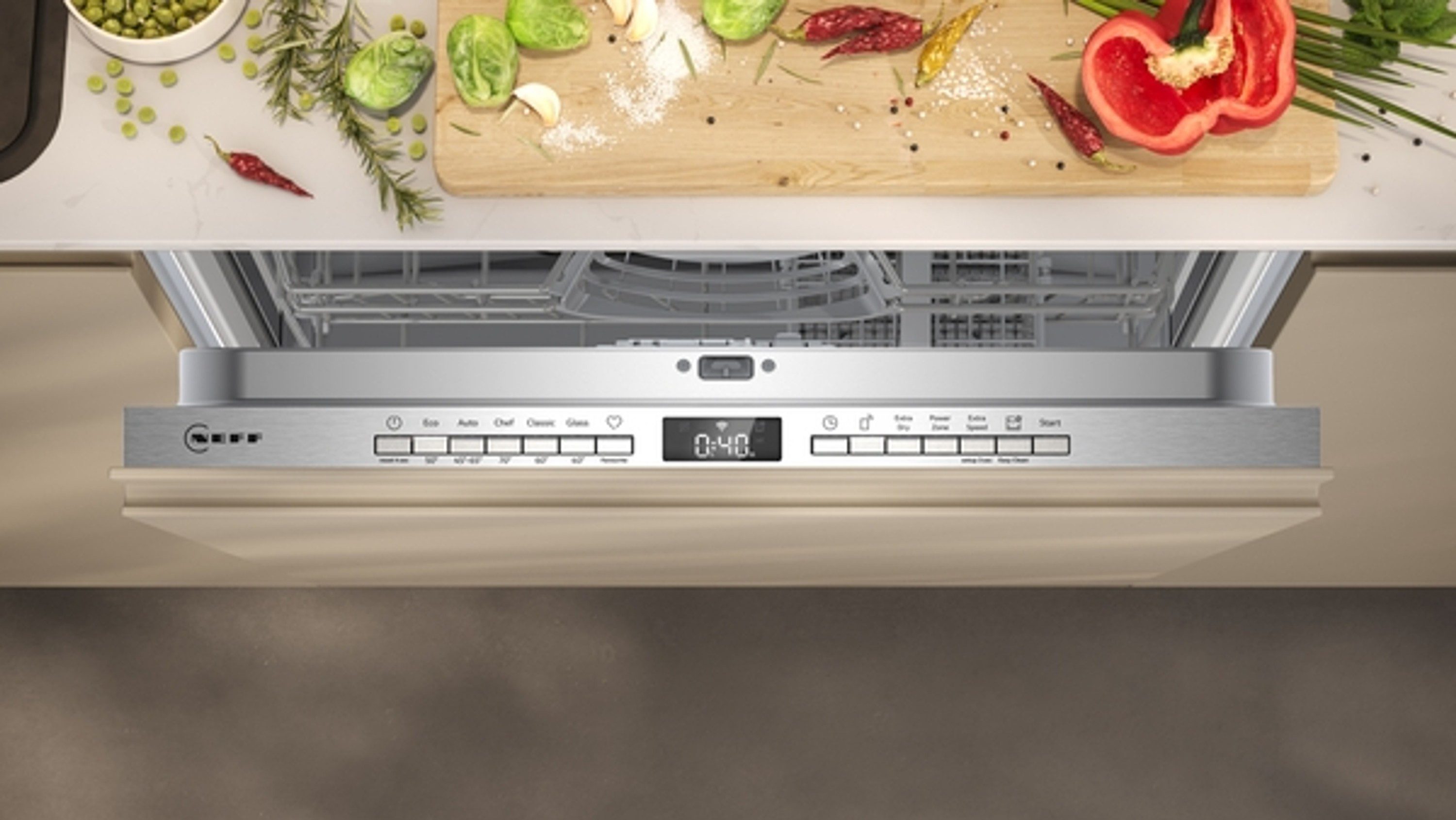 NEFF vollintegrierbarer Geschirrspüler N 50 S155HTX04E, 9 l, 13 Maßgedecke, Programme Download, Wifi-fähig, LED-Lichtpunkt