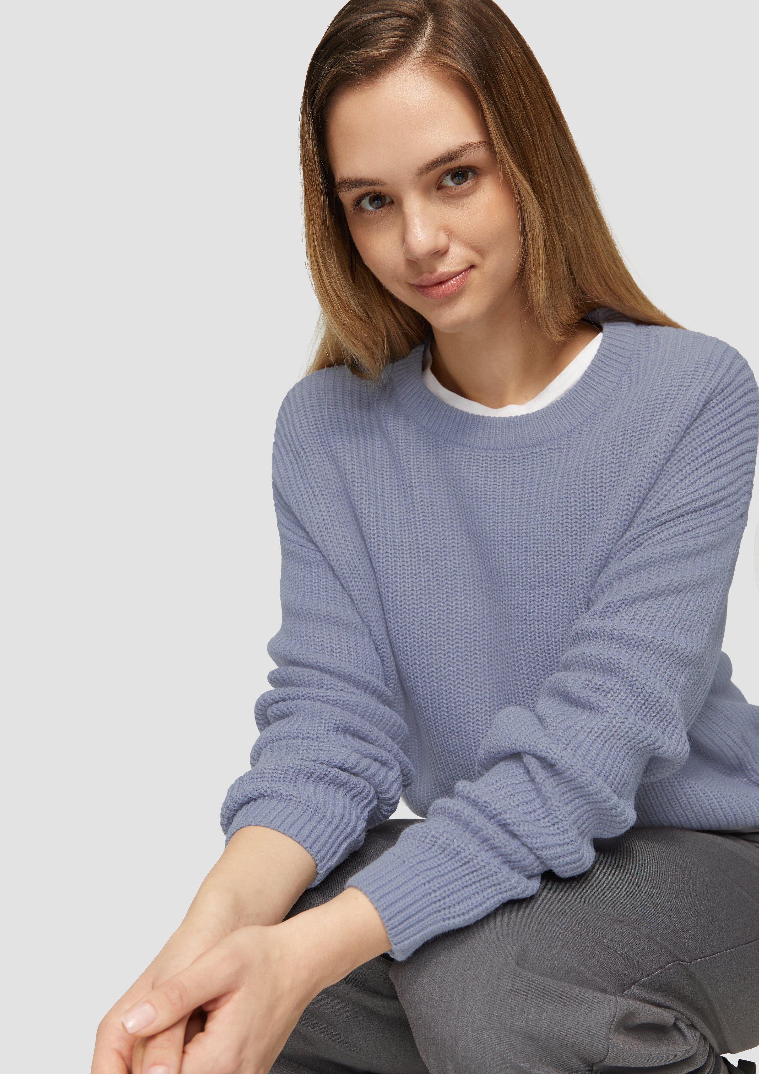 QS Strickpullover Verkürzter Pullover mit Raglanärmeln günstig online kaufen