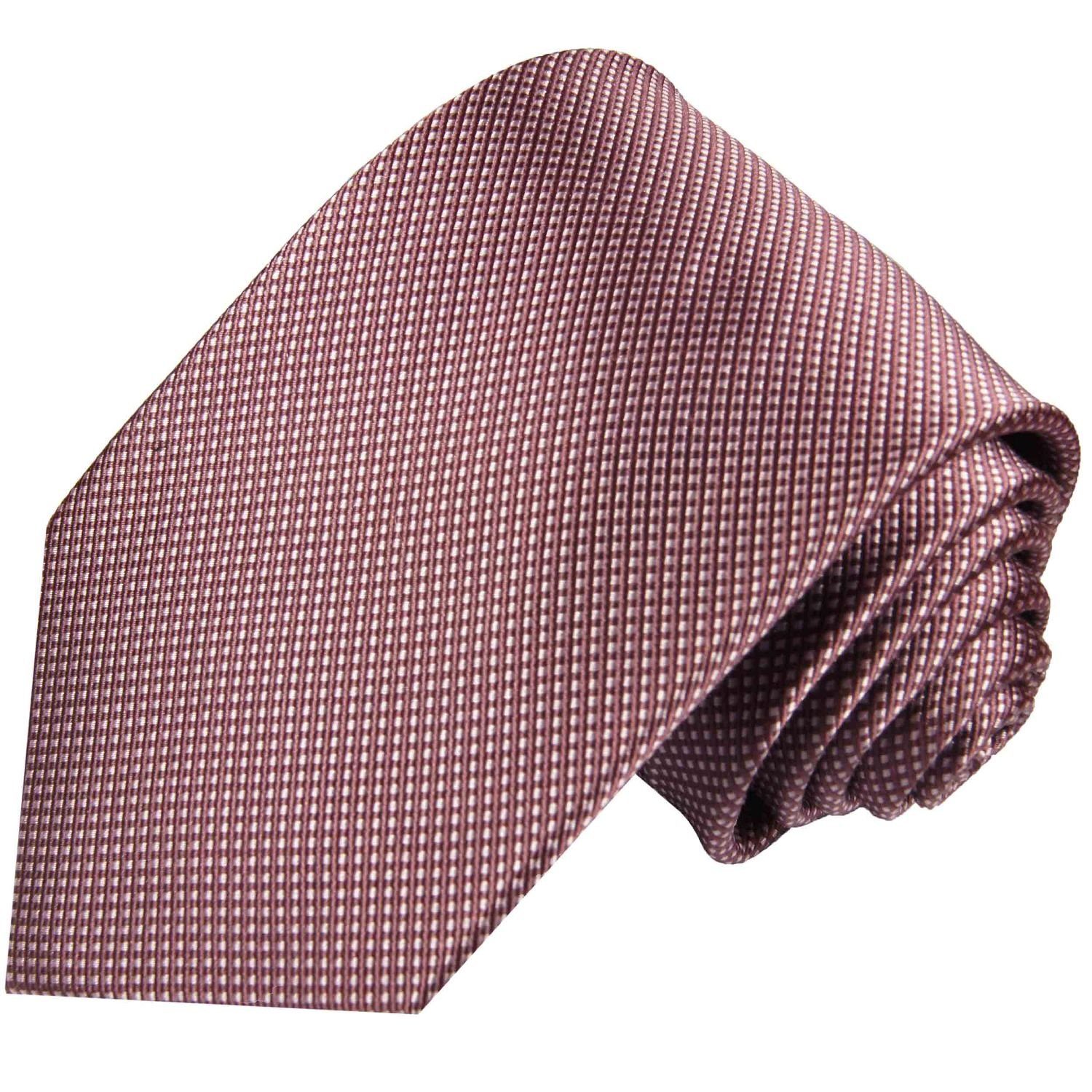 Schlips Seide 950 gepunktet Krawatte Paul Herren Designer Schmal (6cm), 100% mauve Malone Seidenkrawatte braun