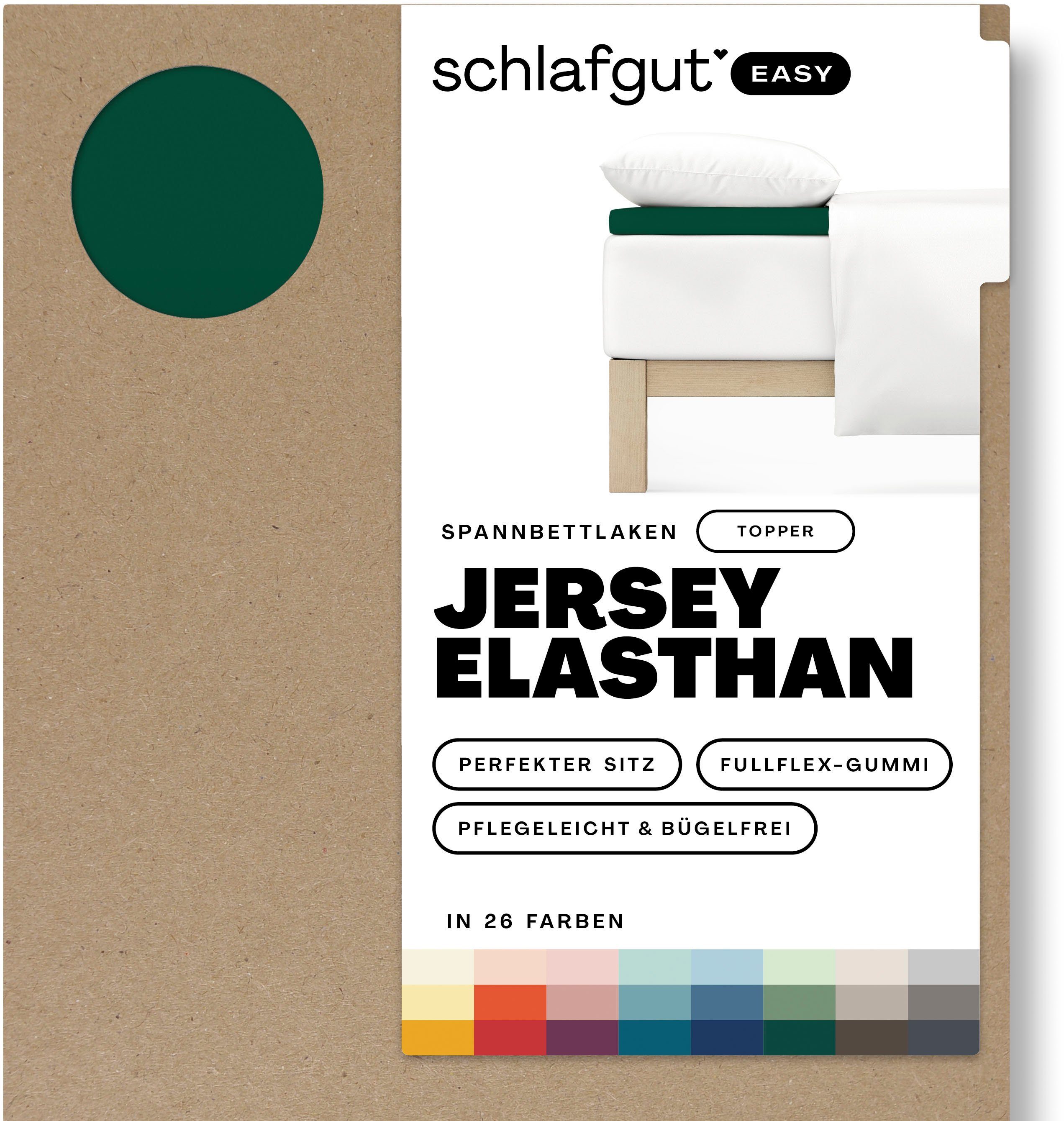 Spannbettlaken EASY Jersey Elasthan Topper, Schlafgut, Jersey, Gummizug: rundum, (1 Stück), MADE IN GREEN by OEKO-TEX®