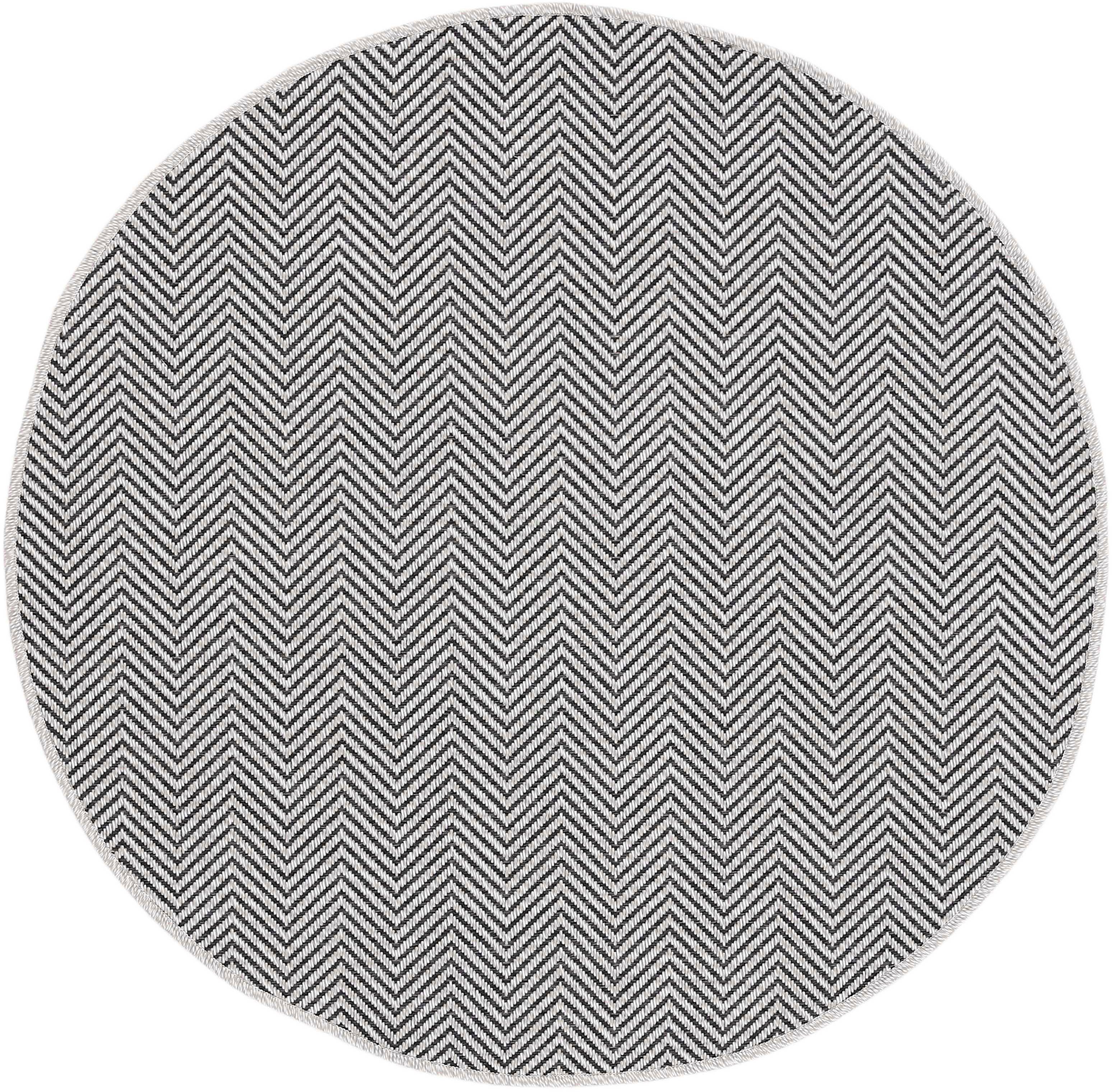 Teppich Boho 106, carpetfine, rund, Höhe: 4 mm, robustes Flachgewebe, Sisal Optik, UV-beständig, Außenbereich | Kurzflor-Teppiche