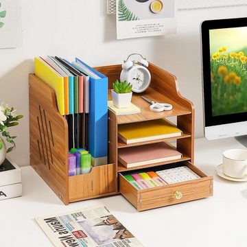 yozhiqu Aufbewahrungsbox Holzschreibtisch-Aufbewahrung, Schreibtischorganizer mit Schubladen, großes Fassungsvermögen, DIY-Stifthalter für Büro, Schule, Zuhause