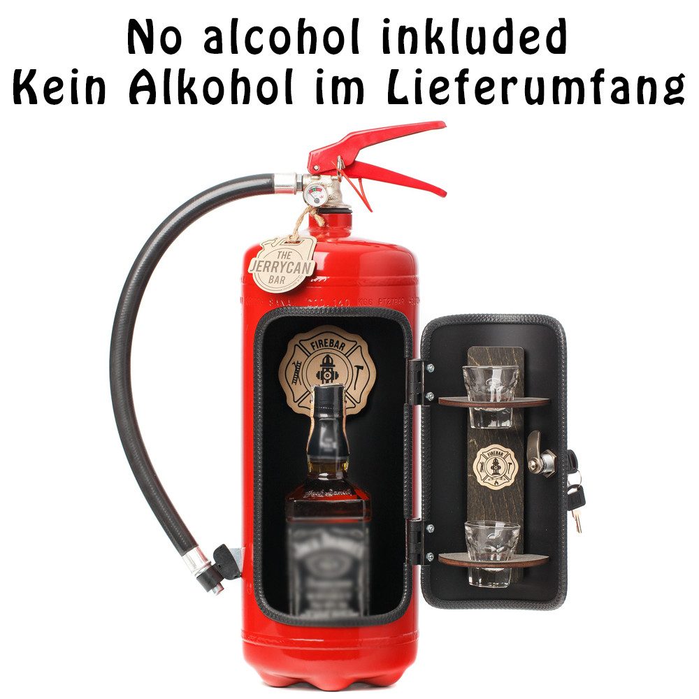 Deggelbam Flaschenregal Die Firebar - Originaler Feuerlöscher umgebaut zu einer Minibar!, Perfekt als Weihnachtsgeschenk, Geburtstagsgeschenk, zum Vatertag als Dekoration für die Bar und Hausbar, Handgemacht - Jedes Stück ein Unikat