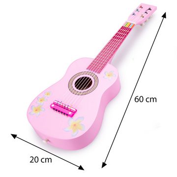 New Classic Toys® Spielzeug-Musikinstrument Gitarre pink mit Blumen Kindergitarre Kinder-Instrument Musikspielzeug