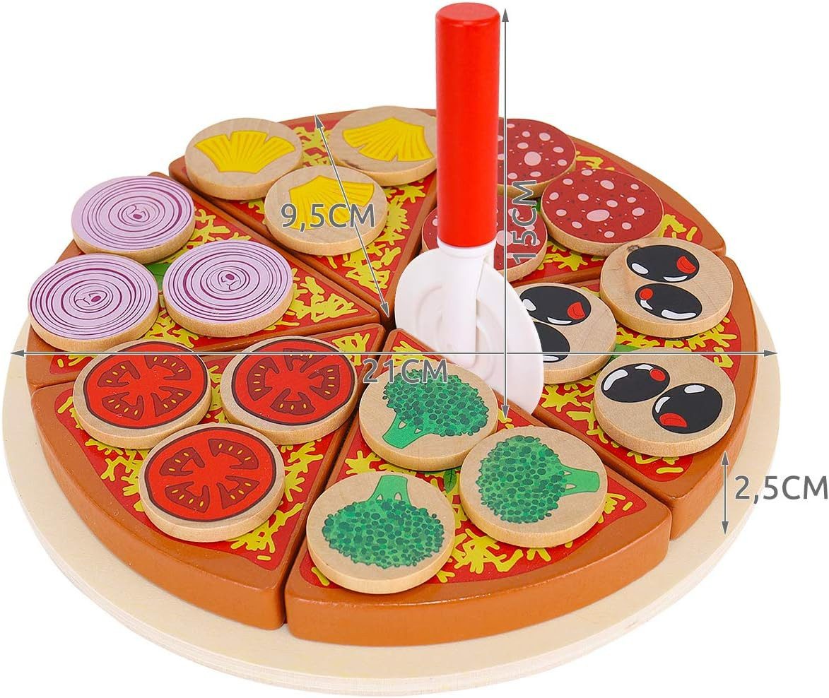 KRUZZEL Spielküche Pizza-Set aus Holz für Kinderküche mit Schneidebrett & P günstig online kaufen