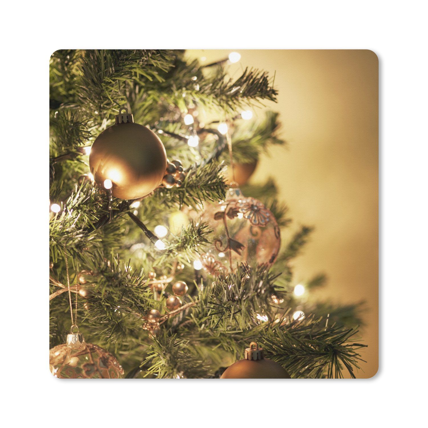 MuchoWow Gaming Mauspad Ein Weihnachtsbaum mit bunten Kugeln (1-St), Gaming, Rutschfester Unterseite, Mausunterlage, 80x80 cm, XXL, Großes