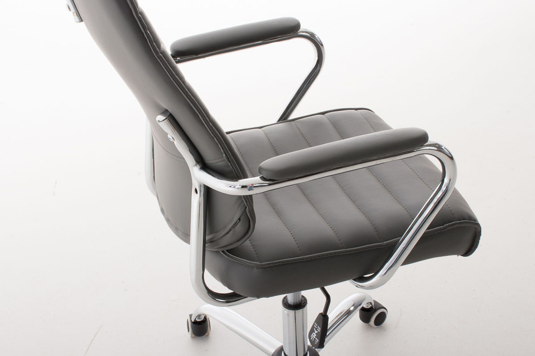 TPFLiving Bürostuhl Rocket V2 mit Sitz: chrom 360° Bürostuhl grau Metall - (Schreibtischstuhl, Kunstleder Gestell: Drehstuhl, höhenverstellbar Rückenlehne bequemer XXL), - und Chefsessel, drehbar