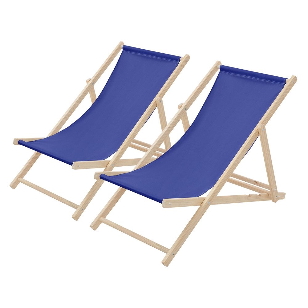 ECD Germany Gartenliege Holz Liegestuhl Beachstuhl klappbarer Strandstuhl Strandliege Liege, 2 St., 2er Set Sonnenliege mit 3-Fach verstellbarer Rückenlehne Relaxliege