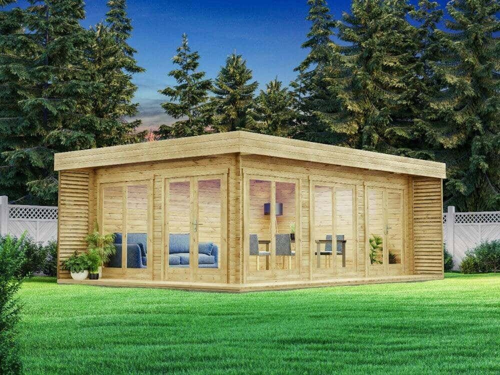 Alpholz Gartenhaus Holz Gardenlounge Viva B, BxT: 482x670 cm, in Imprägniert (Pinie) mit 70mm Wandstärke