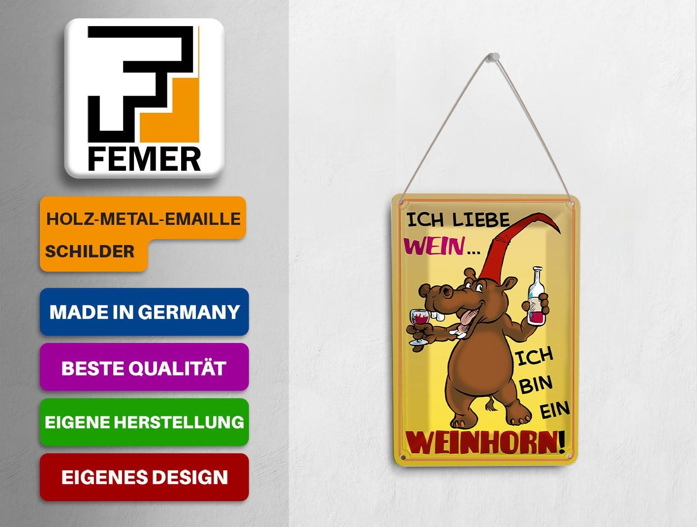 Femer GmbH Postkarte Alkohol 10x14 cm liebe Wein bin ein Weinhorn, unfrankiert