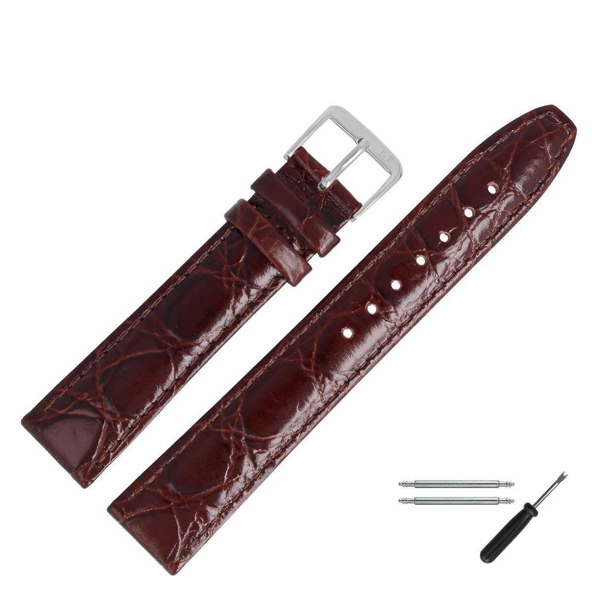 MARBURGER Uhrenarmband 20mm Leder Kroko (Caiman) Prägung