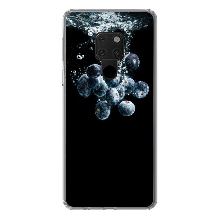 MuchoWow Handyhülle Blaubeeren - Obst - Beeren - Stillleben - Wasser - Schwarz Phone Case Handyhülle Huawei Mate 20 Silikon Schutzhülle