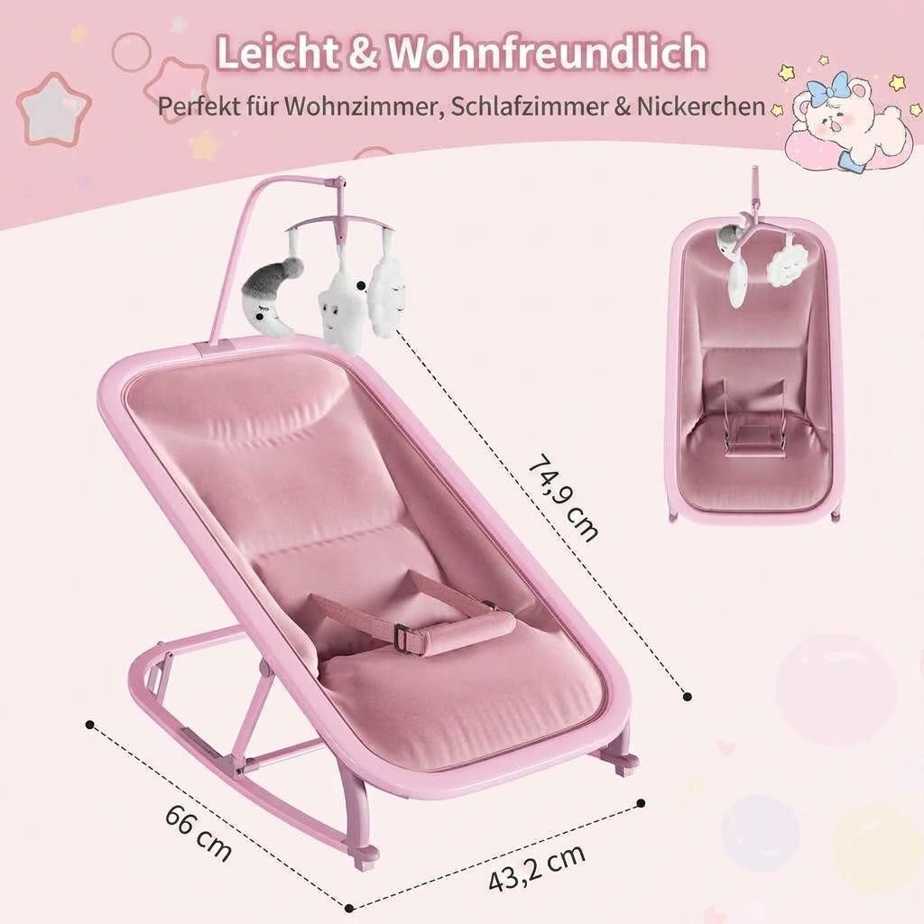 GarveeMore Babywippe 2 in 1 faltbar,3-fach verstellbar,kein Aufbau erforderlich, tragbar, leicht, leise, geeignet für Neugeborene
