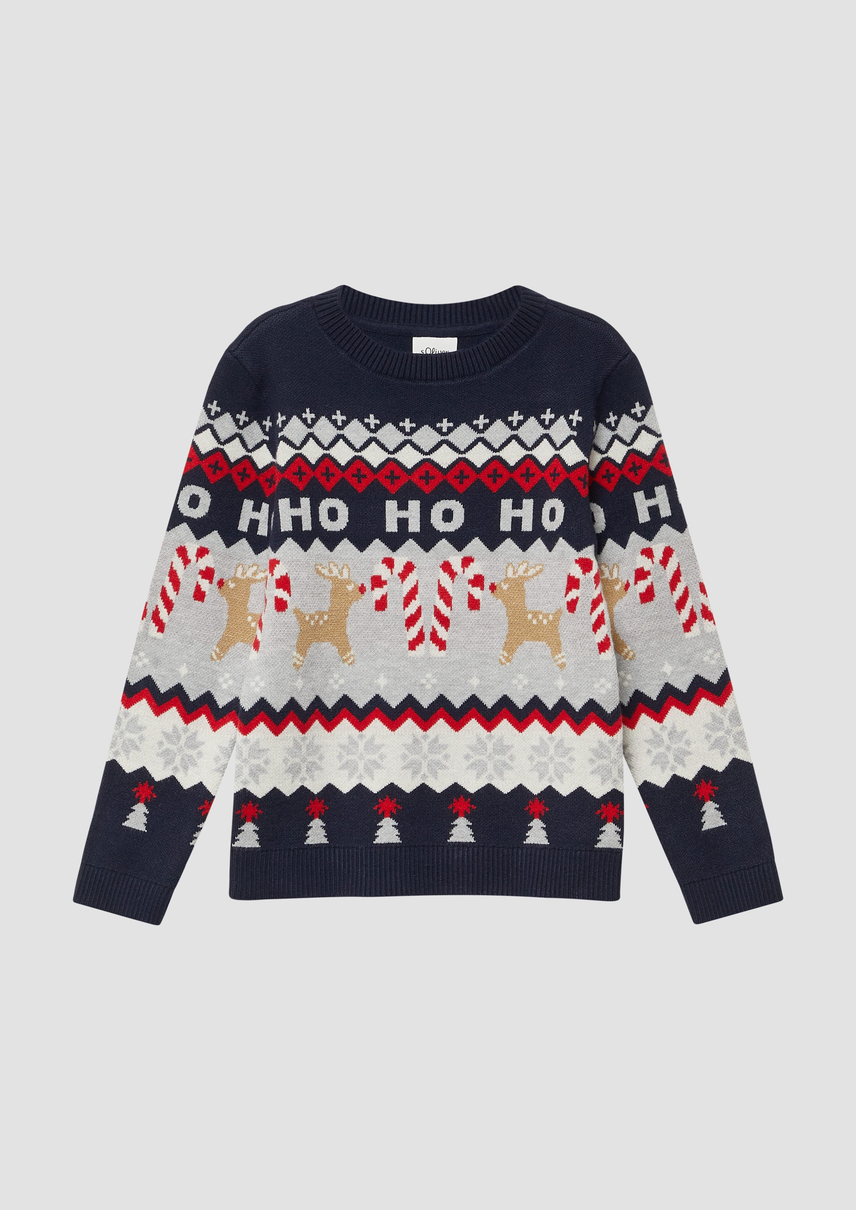s.Oliver Junior Weihnachtspullover mit Rundhalsausschnitt, Intarsie, Regular Fit