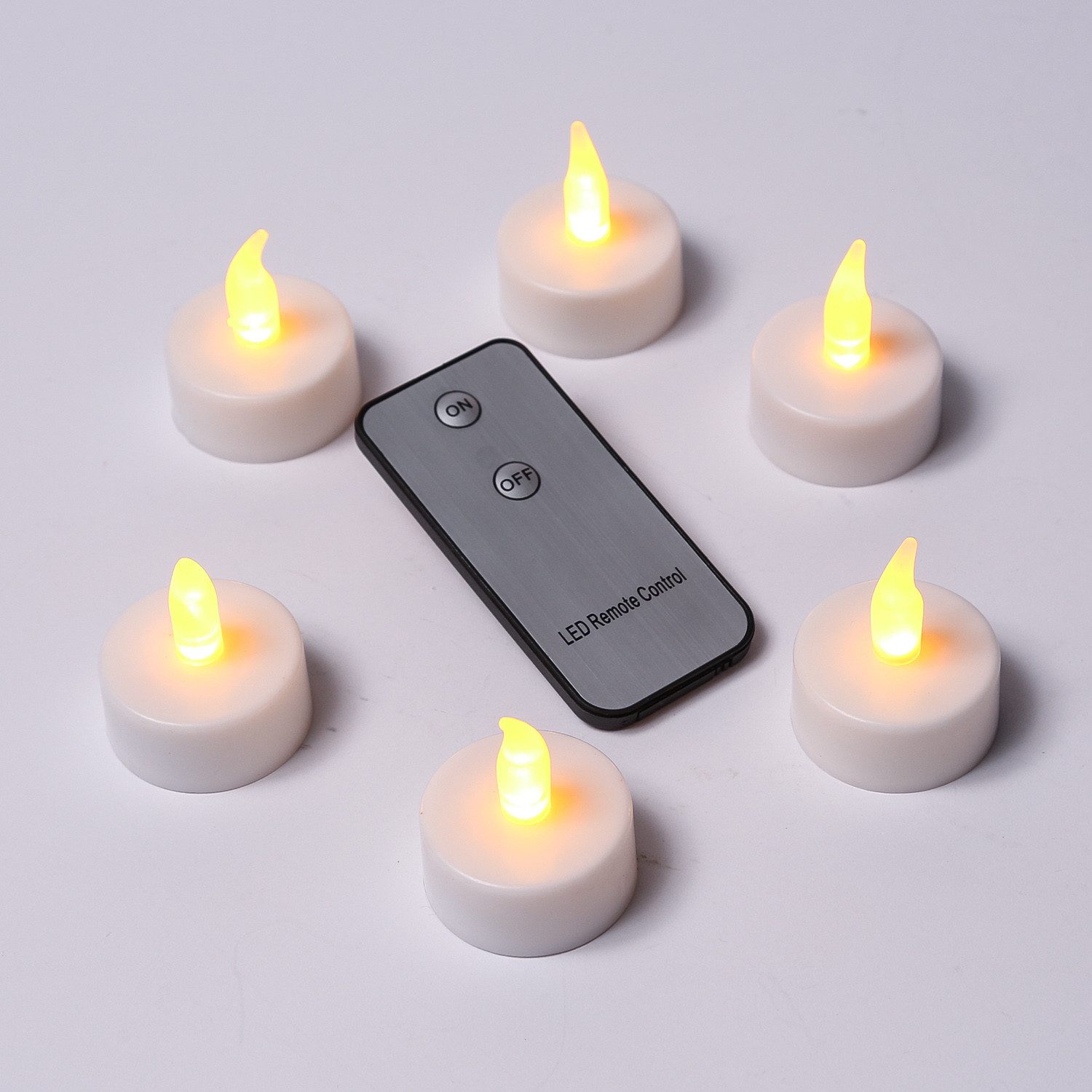 MARELIDA LED-Teelicht LED Teelichter mit Fernbedienung und Batterien D: 3,8cm weiß 6 Stück, warmweiß (2100K bis 3000K) – Bild 4 von 5