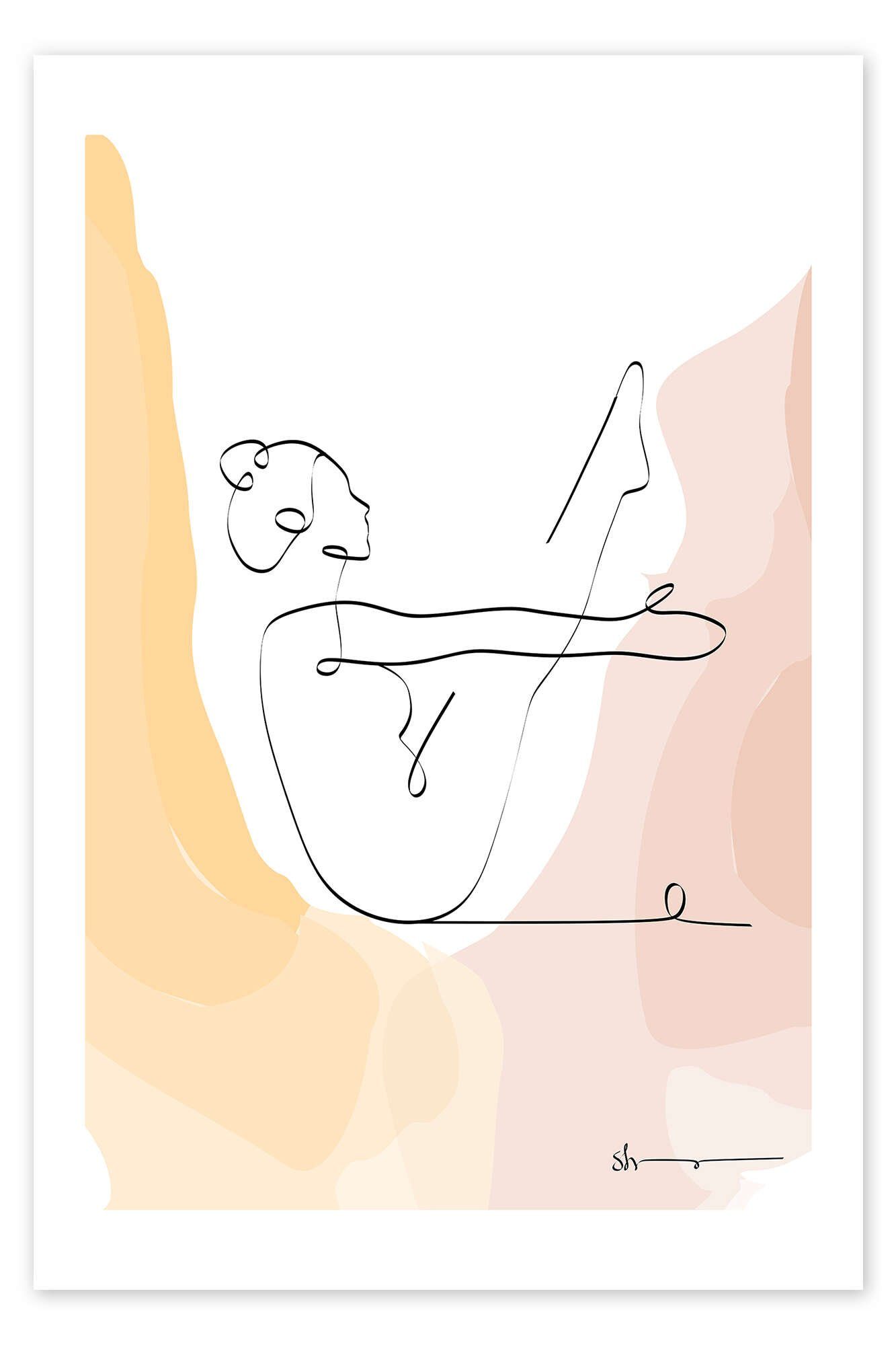 Posterlounge Wandbild Boot Pose (Navasana), Yoga In Art, erhältlich als Poster, Leinwandbild, Wandsticker oder Acrylglasbild