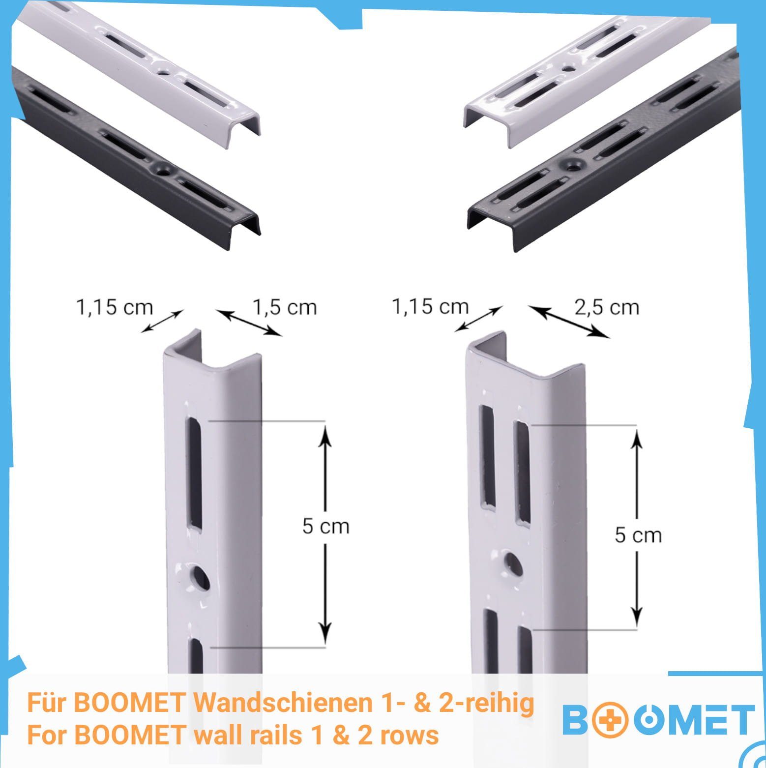 Weiß + BOOMET Regalträger 18cm Wandregalhalter Regalwinkel Regalsystem links, 2-tlg., Wandregalhalter rechts für Wandschienen