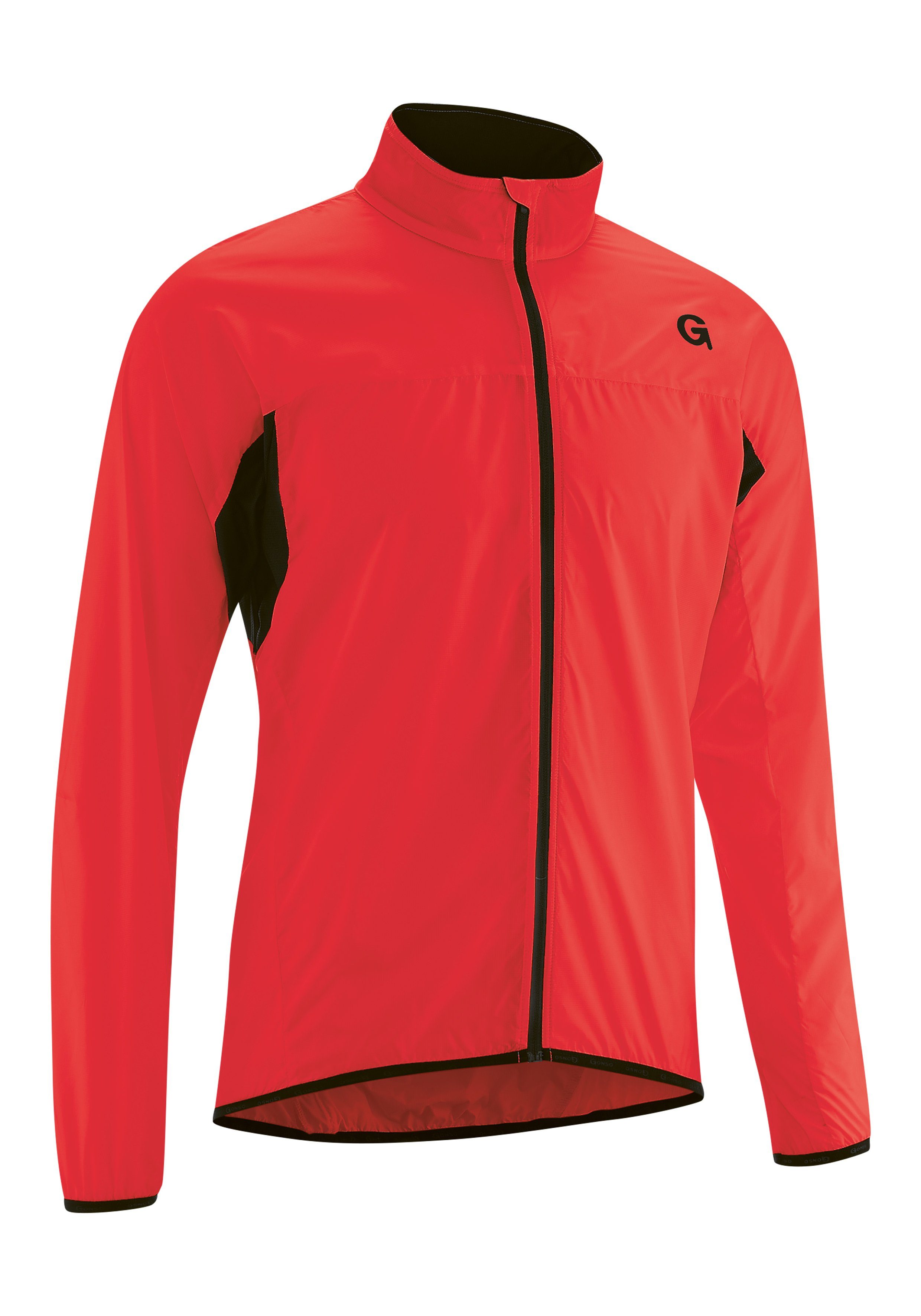 Gonso Fahrradjacke Serru leichte Herren Windjacke, lockerer Windbreaker, Radjacke feuerrot