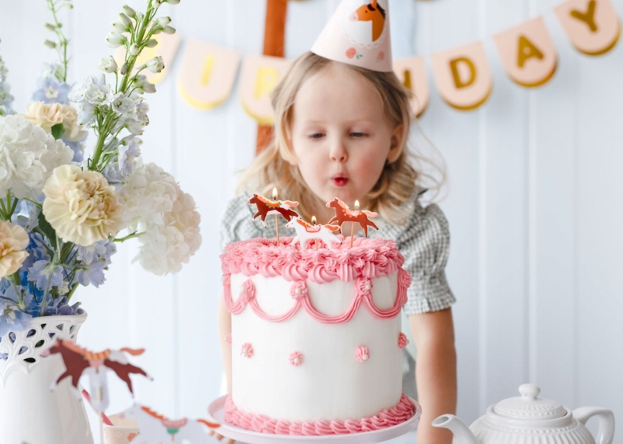 partydeco Formkerze PartyDeco Kerzen Pferde, 3 Stück, 4 cm – für Kindergeburtstage