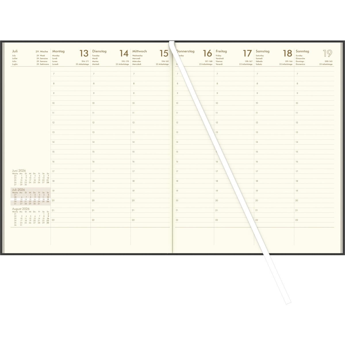ZETTLER Buchkalender Wochenbuch 728 21x26,5cm 1 Woche/2 Seiten wattiert anthrazit 2026