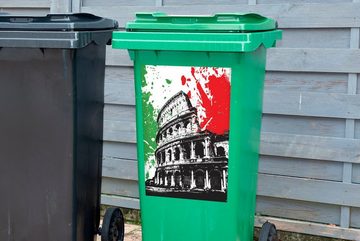 MuchoWow Wandsticker Illustration des römischen Kolosseums für die italienische Flagge (1 St), Mülleimer-aufkleber, Mülltonne, Sticker, Container, Abfalbehälter