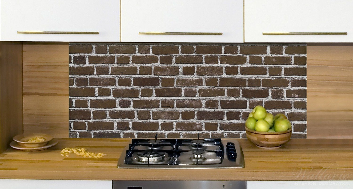 Wallario Küchenrückwand - braun in (1-tlg) Ziegelsteinwand Backsteine