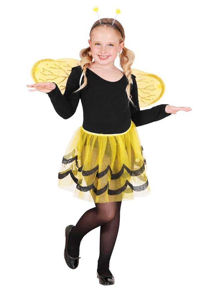 Widdmann Kostüm-Flügel Kleine Biene Kostümflügel-Set - für Fasching, Tutu, Flügel und Haarreif für süße Bienchen