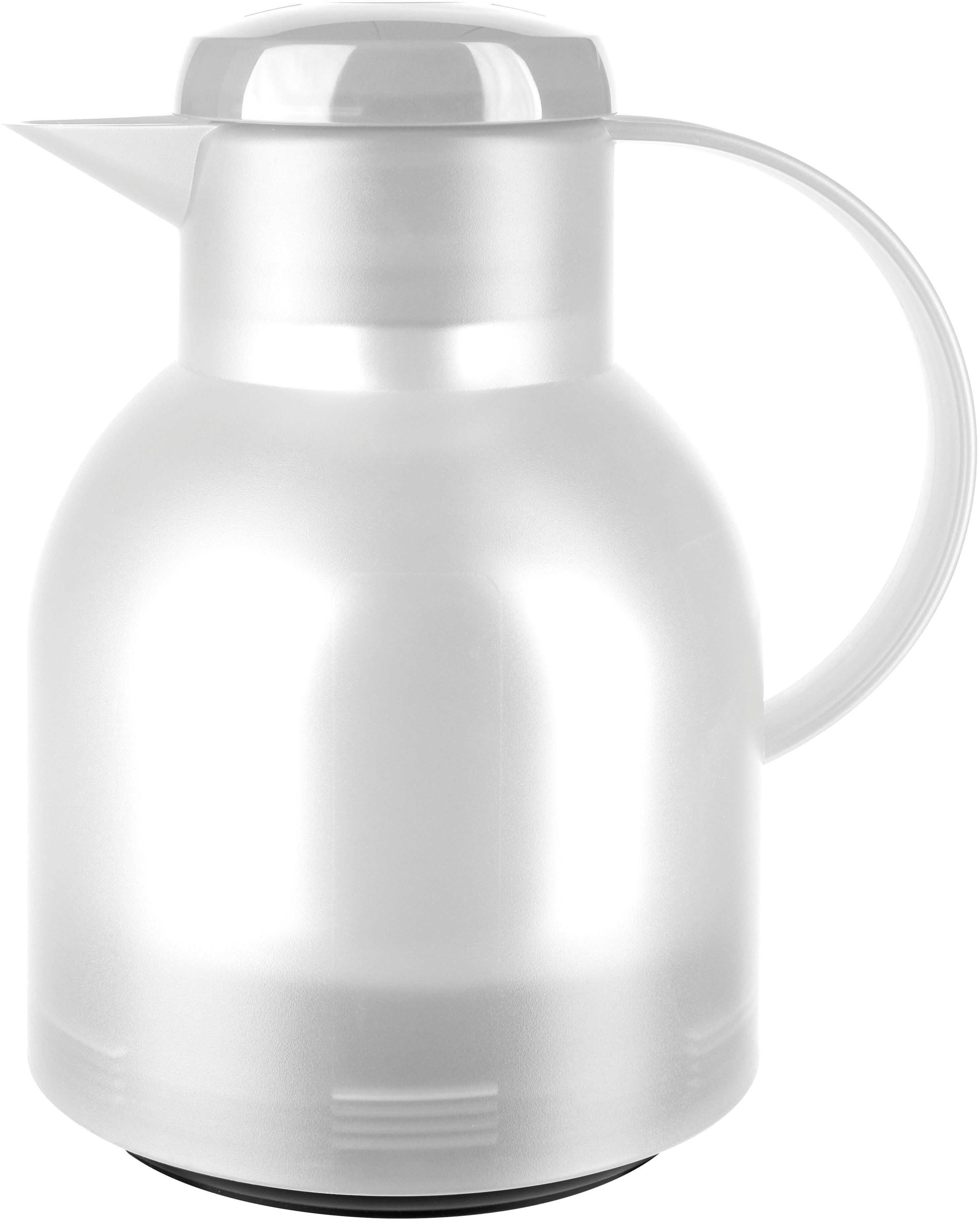 Emsa Isolierkanne Samba, 1 l, zeitloses Design, einfacher Knopfdruck, 24h kalt, 12h warm