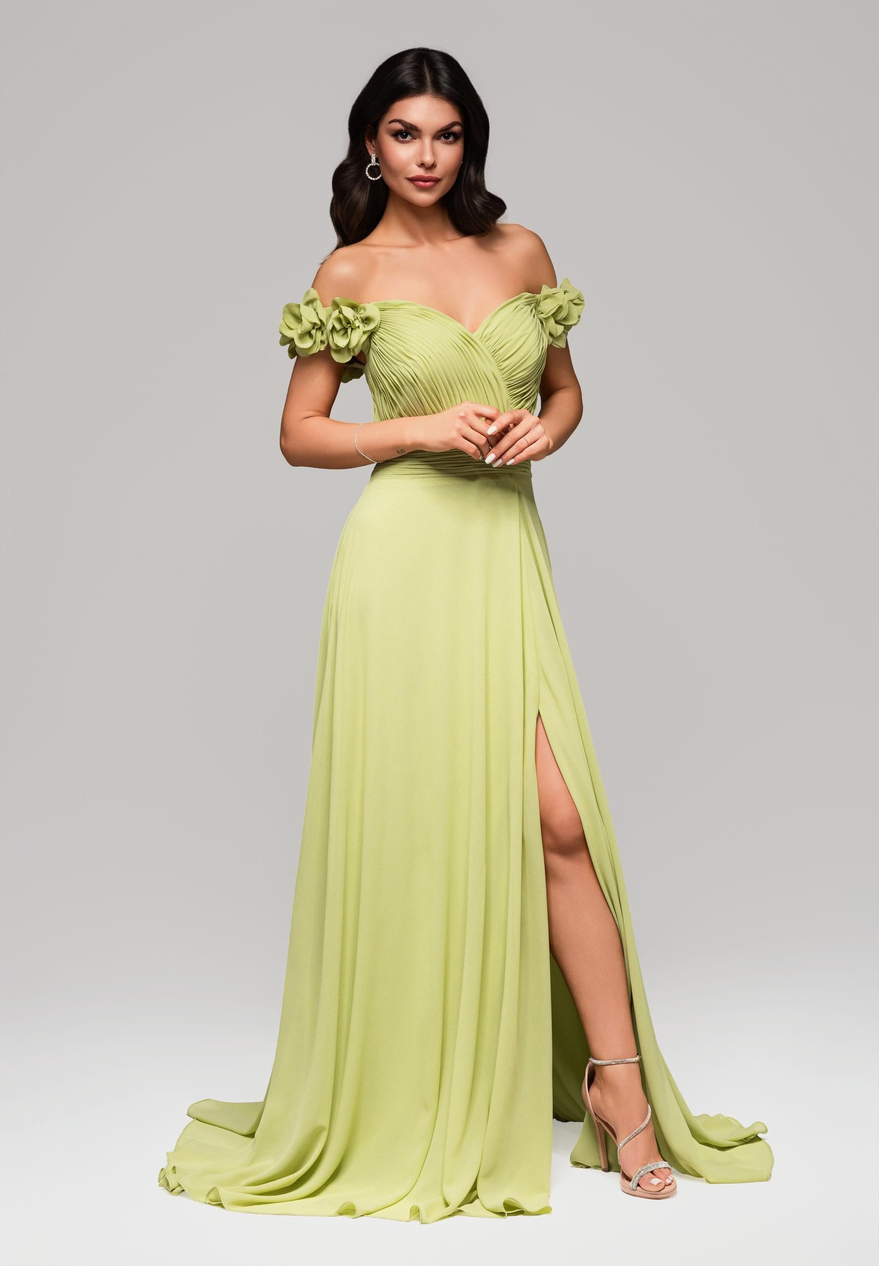 OMBRE Abendkleid Elegantes Off-Shoulder-Abendkleid mit Blumenärmeln günstig online kaufen