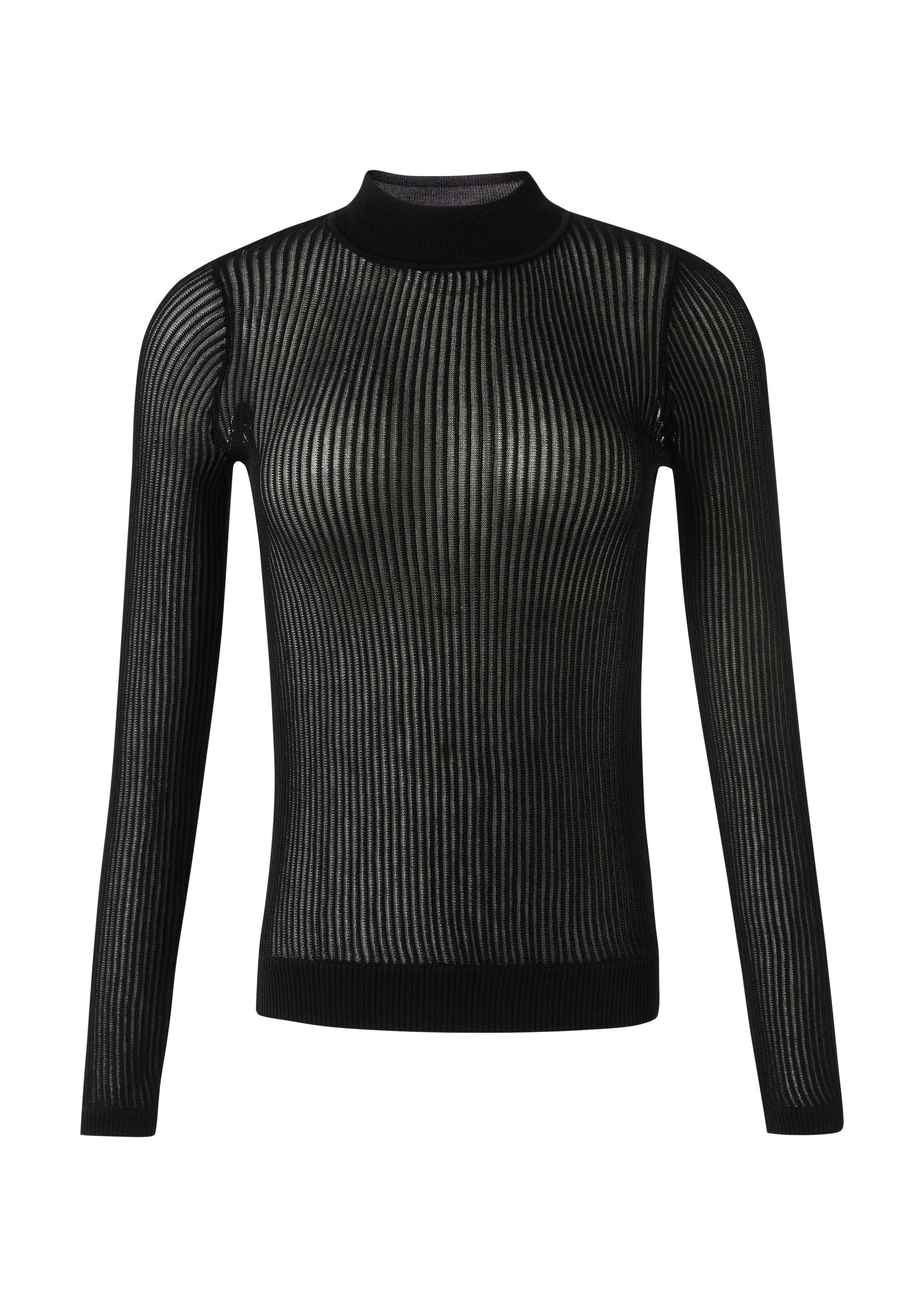 comma Longpullover Strickpullover Strickpullover mit Rippstruktur