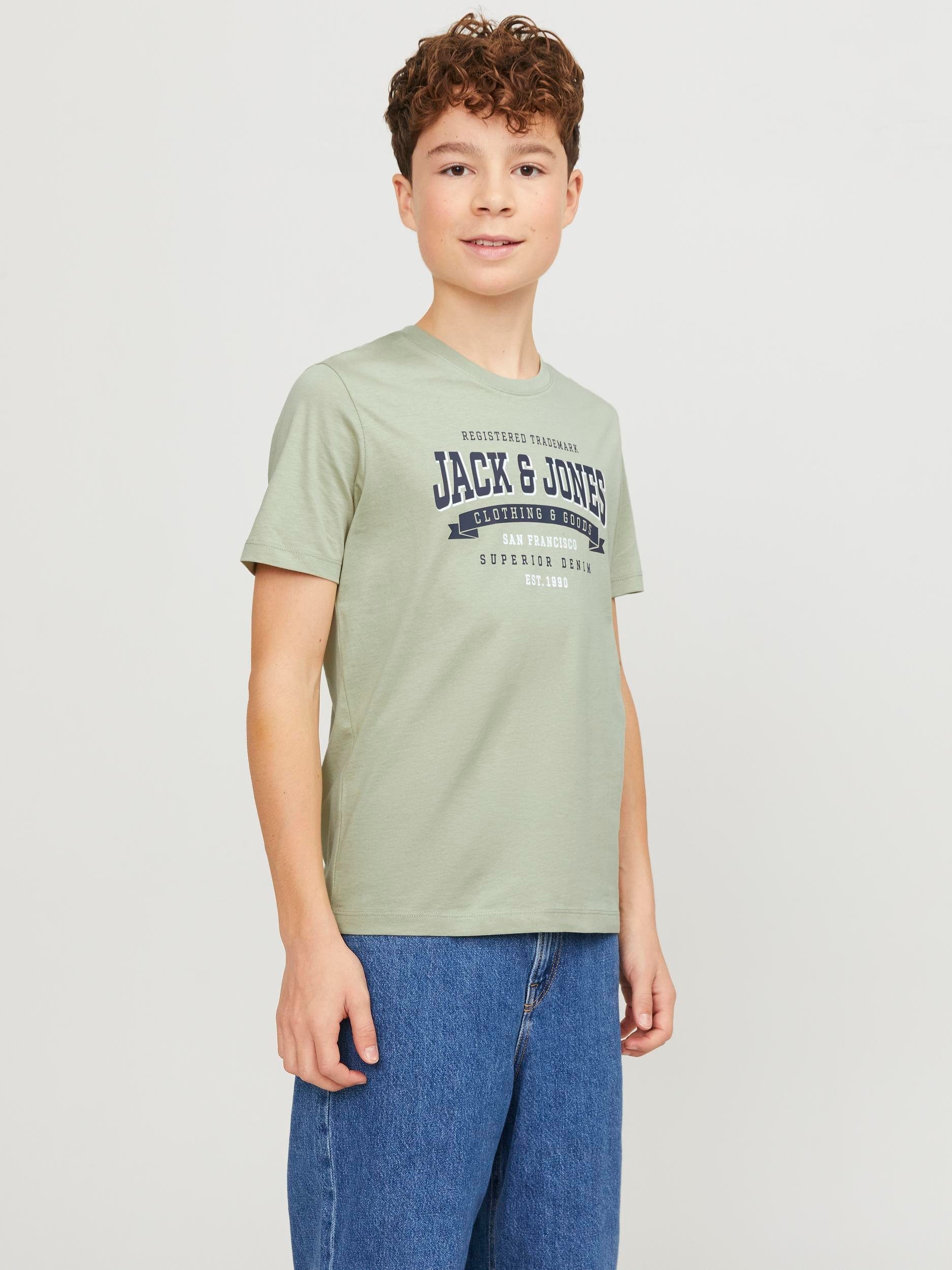 SS 2 JJELOGO JNR NOOS AW23 Junior Jack Jones sage desert COL & NECK Rundhalsshirt TEE