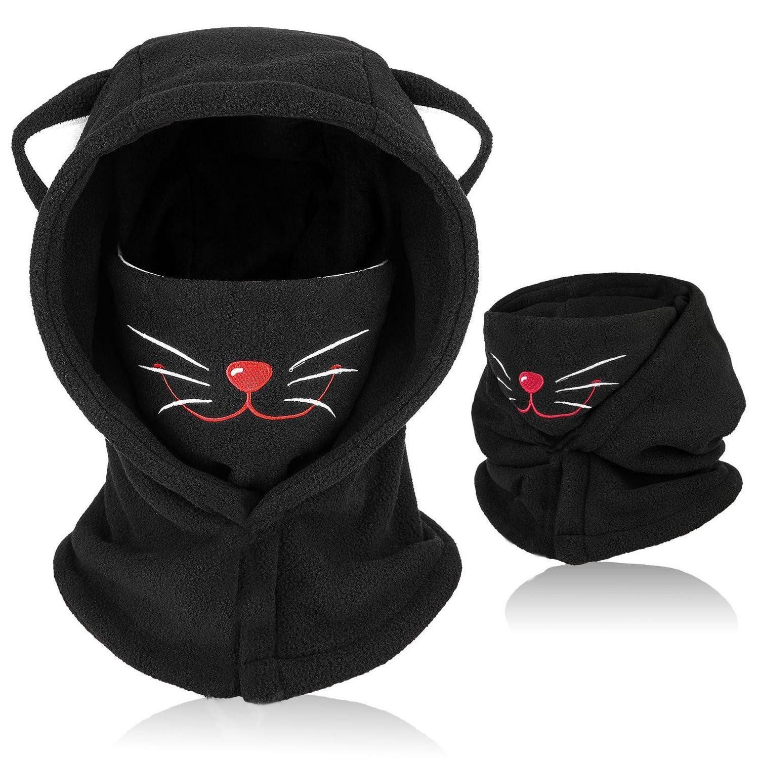 Sturmhaube Sturmhaube Kinder Winter Thermo Fleece Einheitsgröße Katze Schwarz