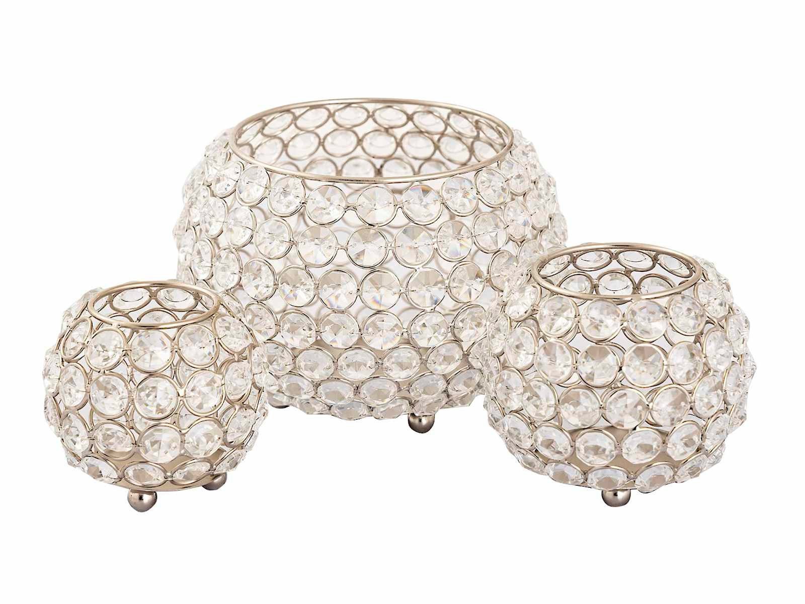 Casamia Teelichthalter Crystal gold o. 3-teilig silber Windlicht Kerzenständer Kerzenhalter Set