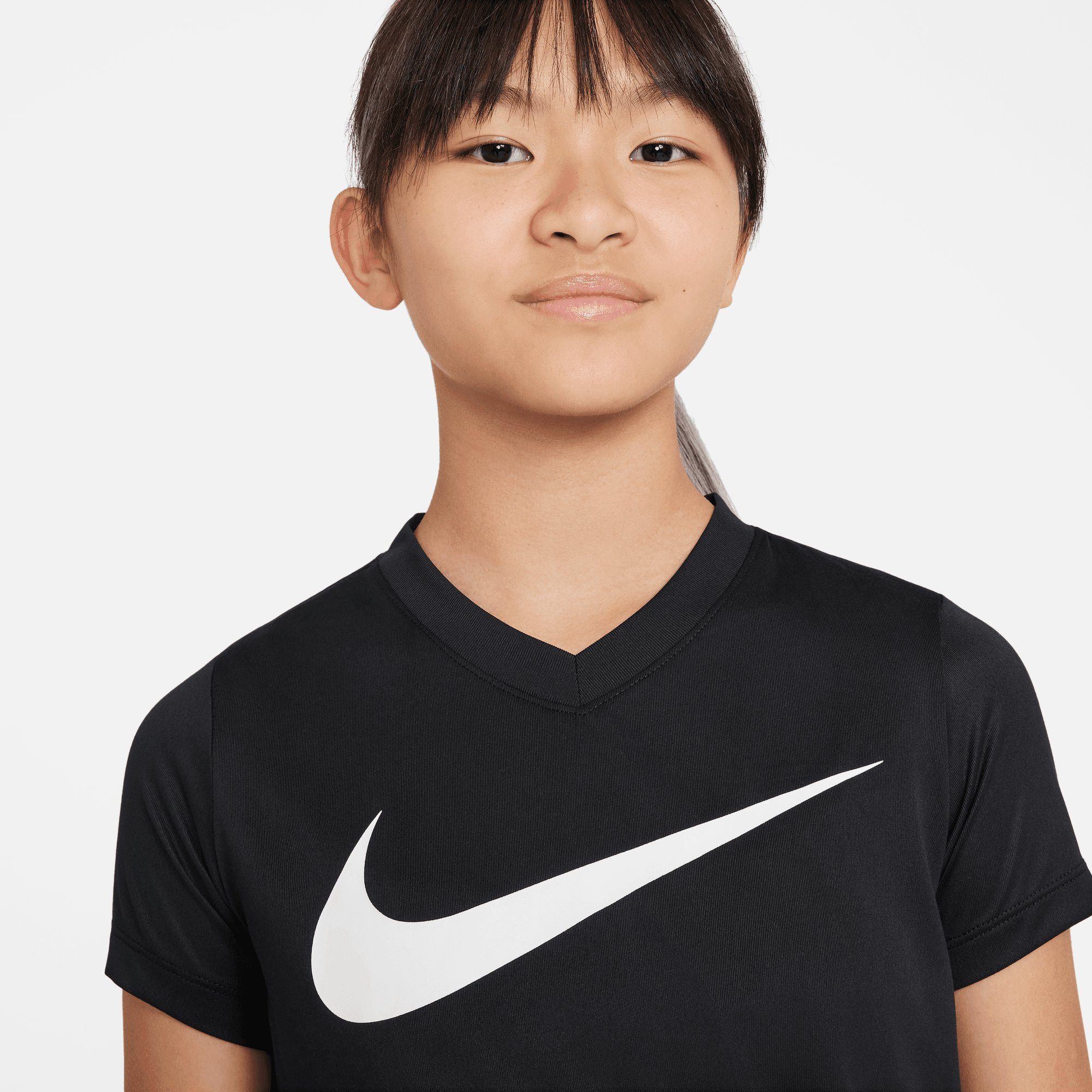 Nike LEGEND BIG BLACK/WHITE T-SHIRT TRAINING (GIRLS) DRI-FIT KIDS' Trainingsshirt V-NECK