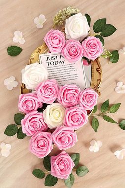 Kunstblume Künstliche Blumen Rosen, 25 Stück Deko Blumen Fake Rosen, Coonoor, DIY Hochzeit Blumensträuße Braut Zuhause Dekoration