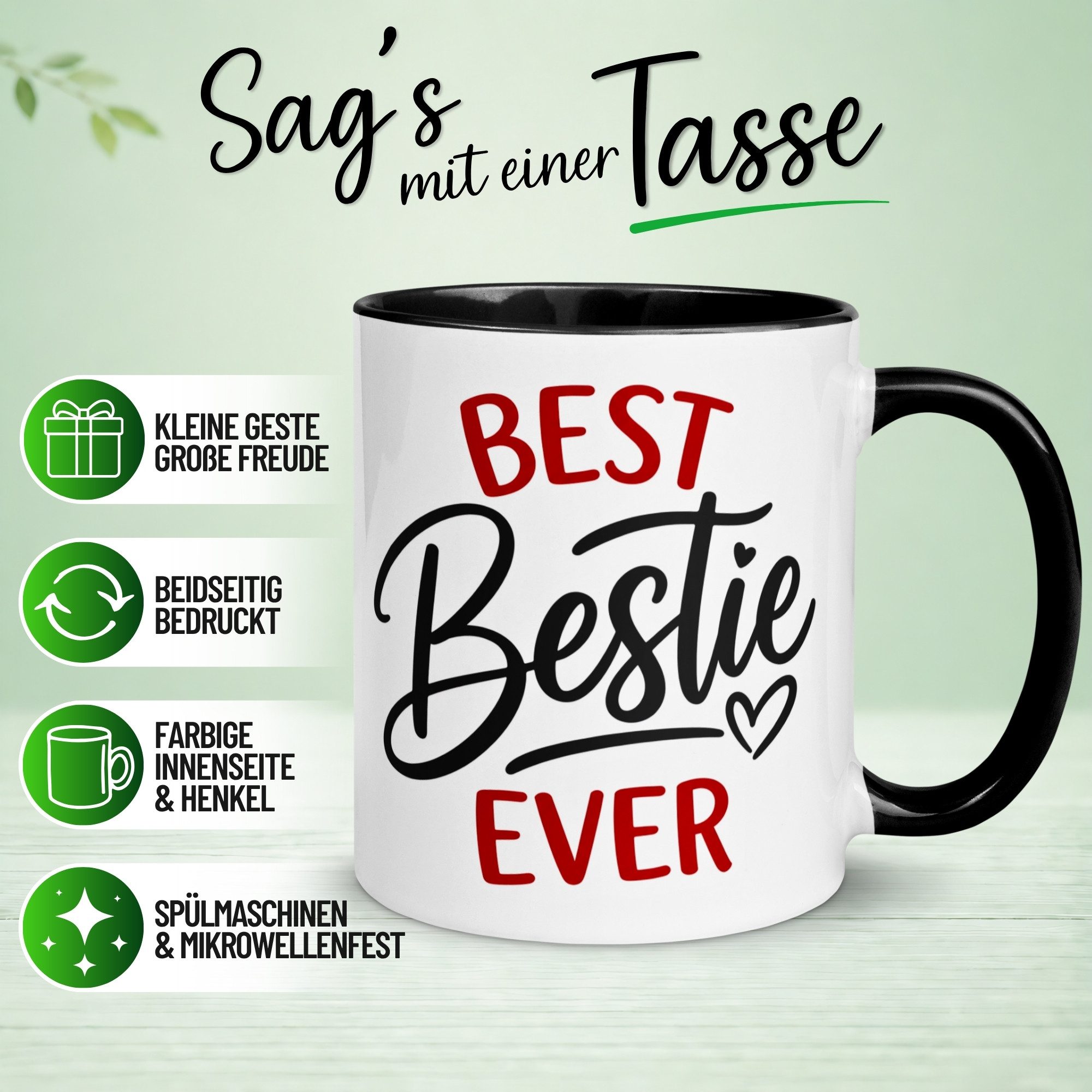 Momentals Tasse Freundschaft – „Best Bestie Ever“ – Geschenk Beste Freunde Freundin, Gratis Versand · Links-&Rechtshänder · Spülmaschinenfest