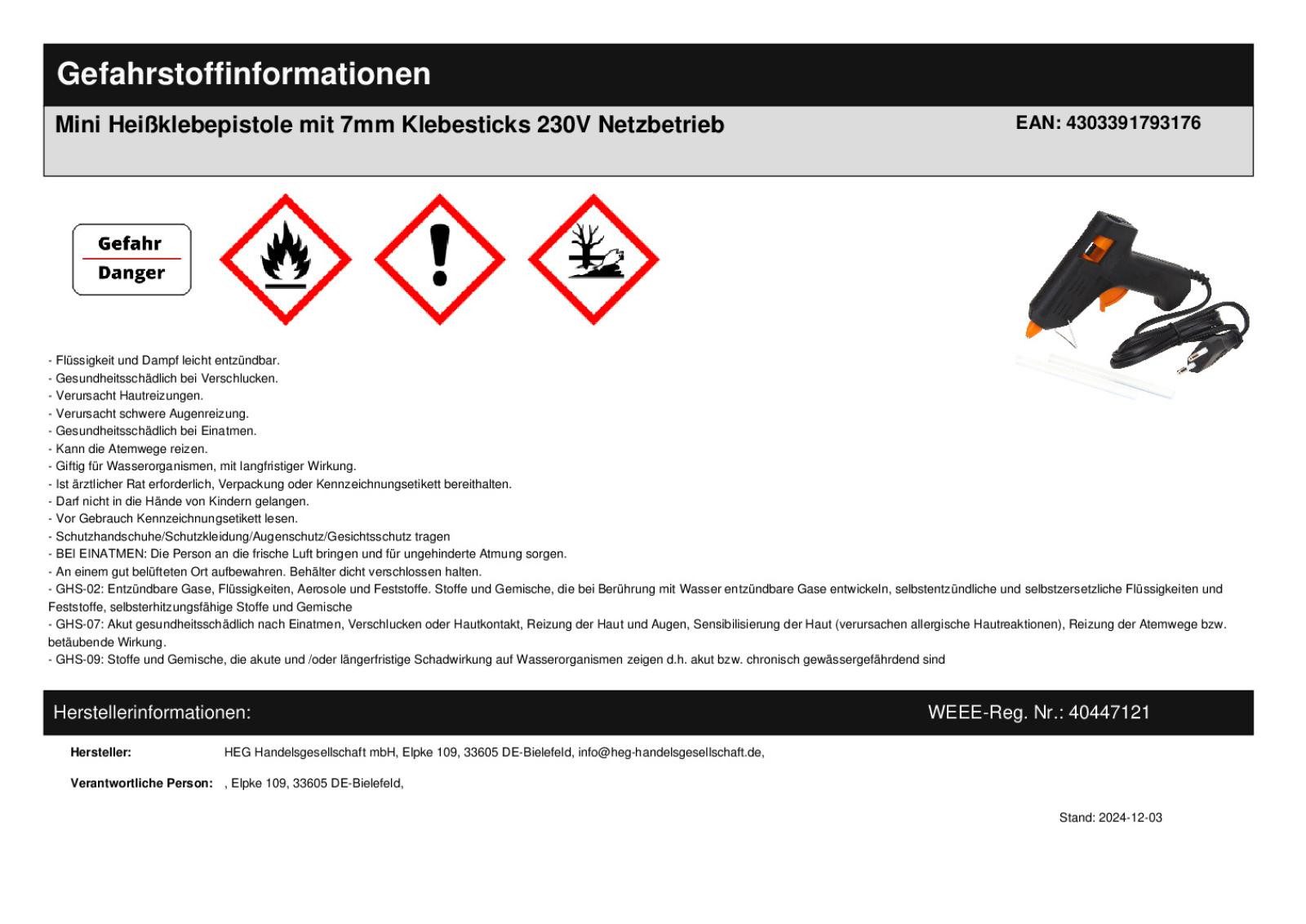 Easy Work Heißklebepistole Heißklebepistole Set mit Mini Klebesticks 7mm