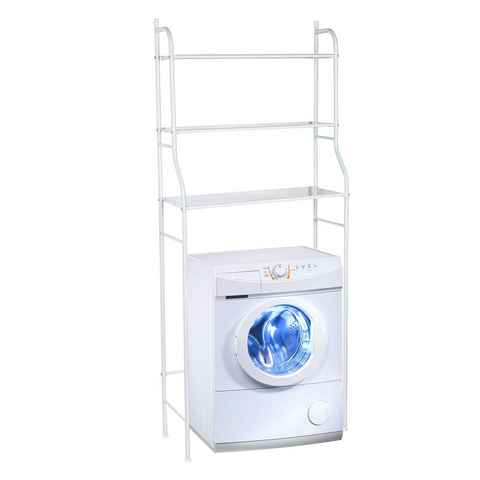 Spetebo Badregal Waschmaschinenregal mit 3 Regalfächern, Stück 1-tlg., Aufbewahrungs Stand-Regal aus Metall in weiß